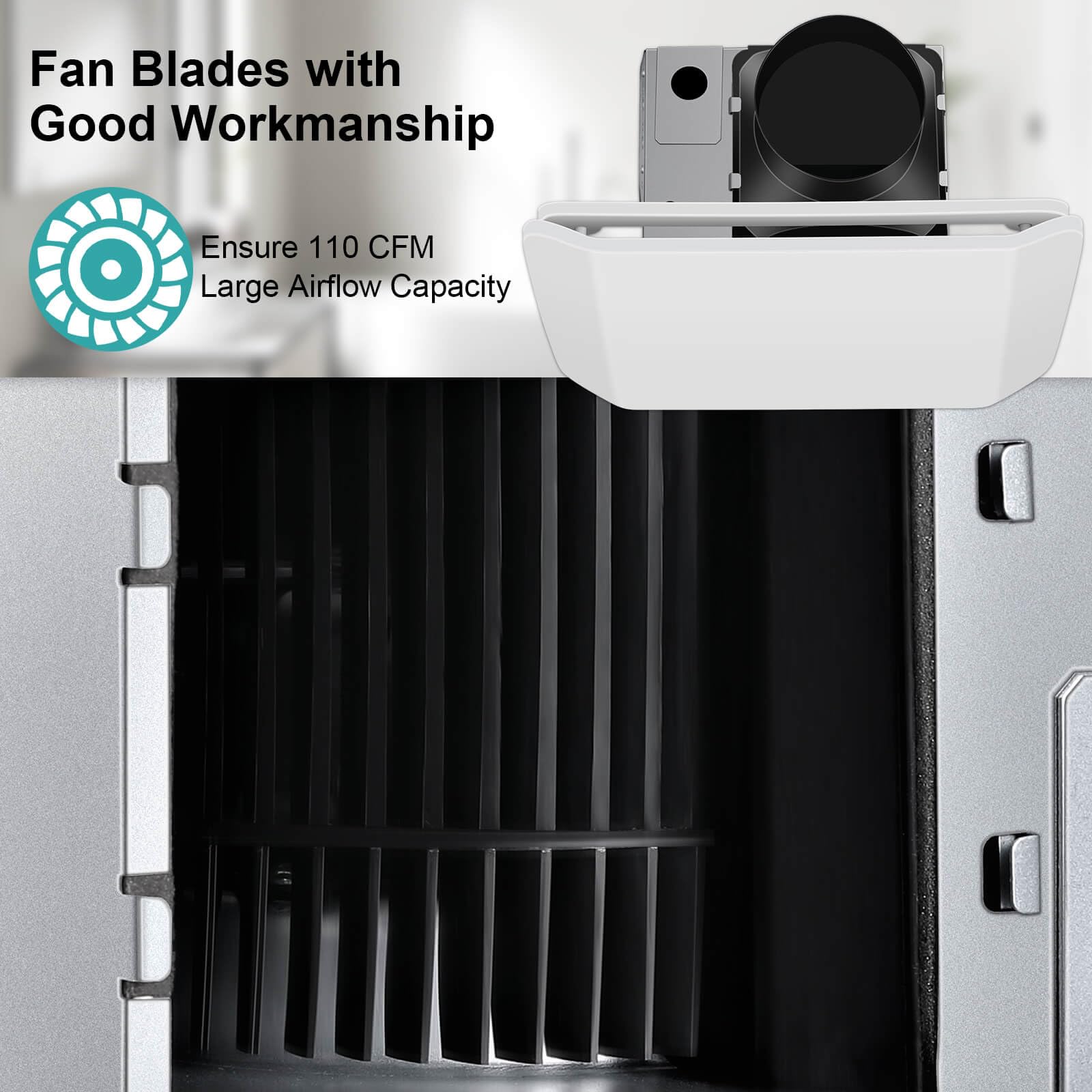 Joeaonz Bathroom Exhaust Fan Ceiling Mount 110Cfm, Quiet Ventilation Fan 1.5 Sones With Hidden Grille Cover & Metal Motor, 4 Inc