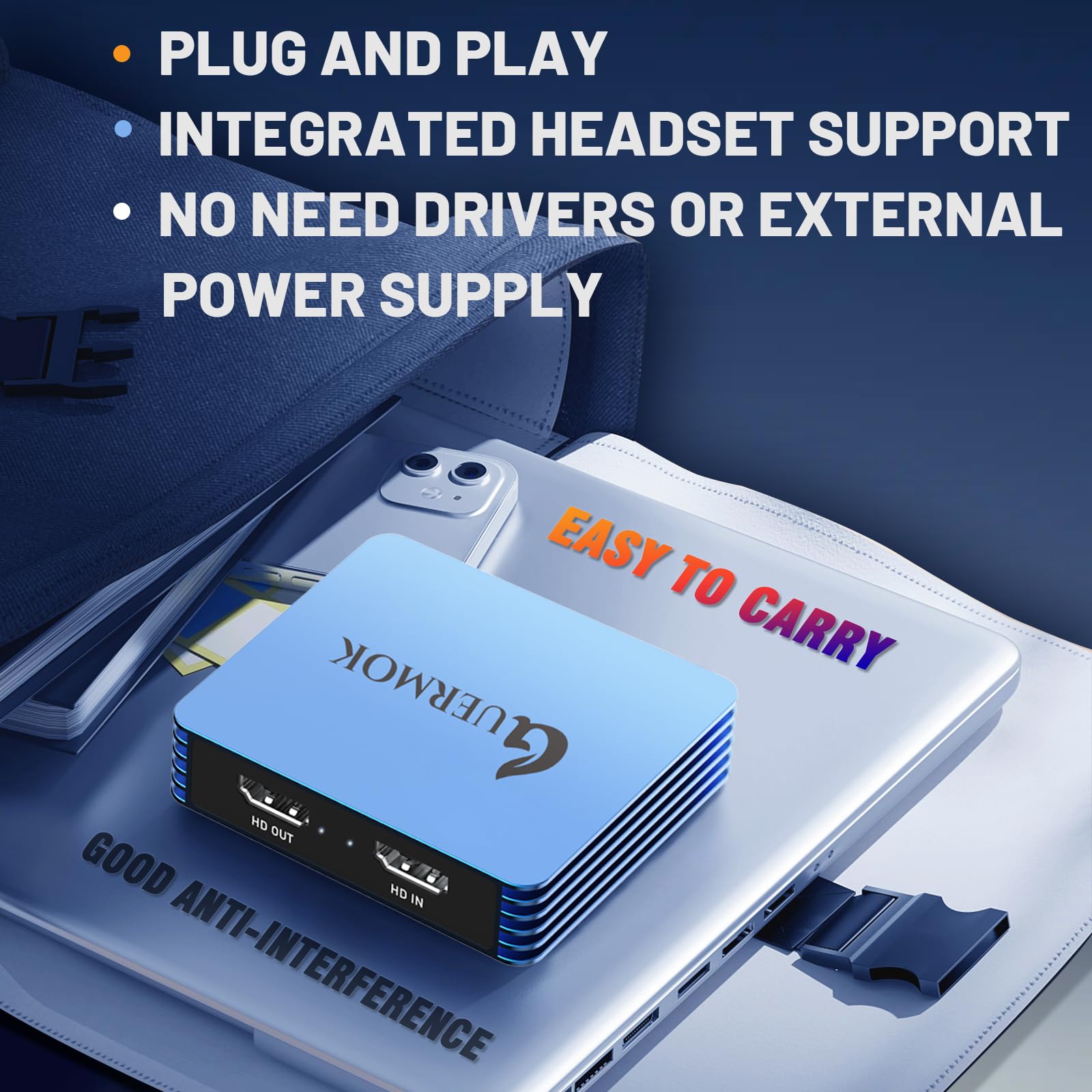 Guermok Video Capture Card For Switch, 4K Usb3.0 Hdmi To Usbc Capture Card With Mic Loop Out, 1080P60Fps Capture Devices For Gam