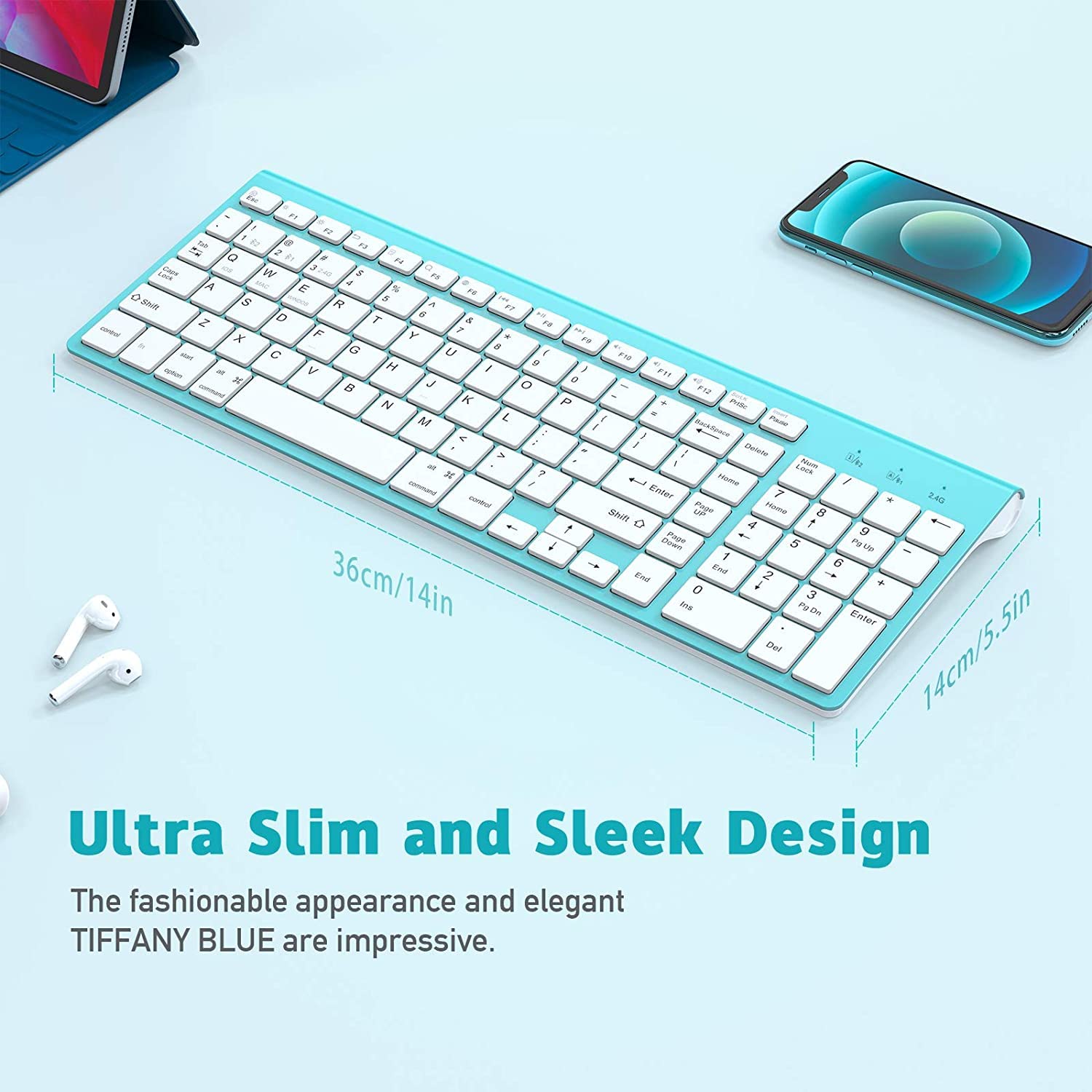 J Joyaccess Bluetooth Wireless Keyboard, Mac Compatible Keyboard, Multi Device Wireless Keyboard For Laptop, Android, Windows, I