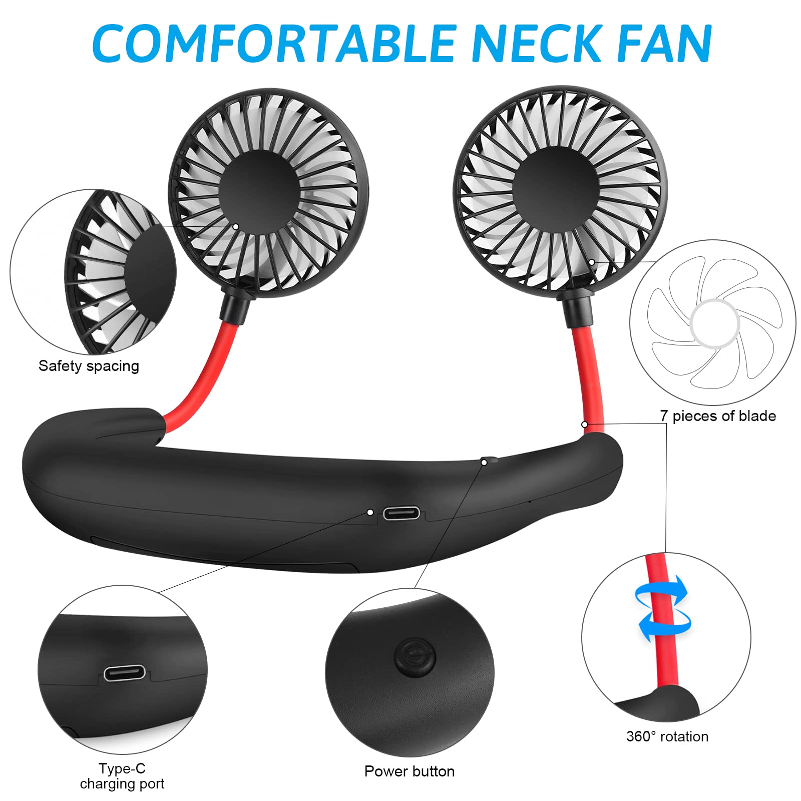 Sz Jiahaiyu Neck Fan Portable Face Fan Personal Usb Hands Free Mini Wearable Sports Handheld Cooling Small New Fans Around Your