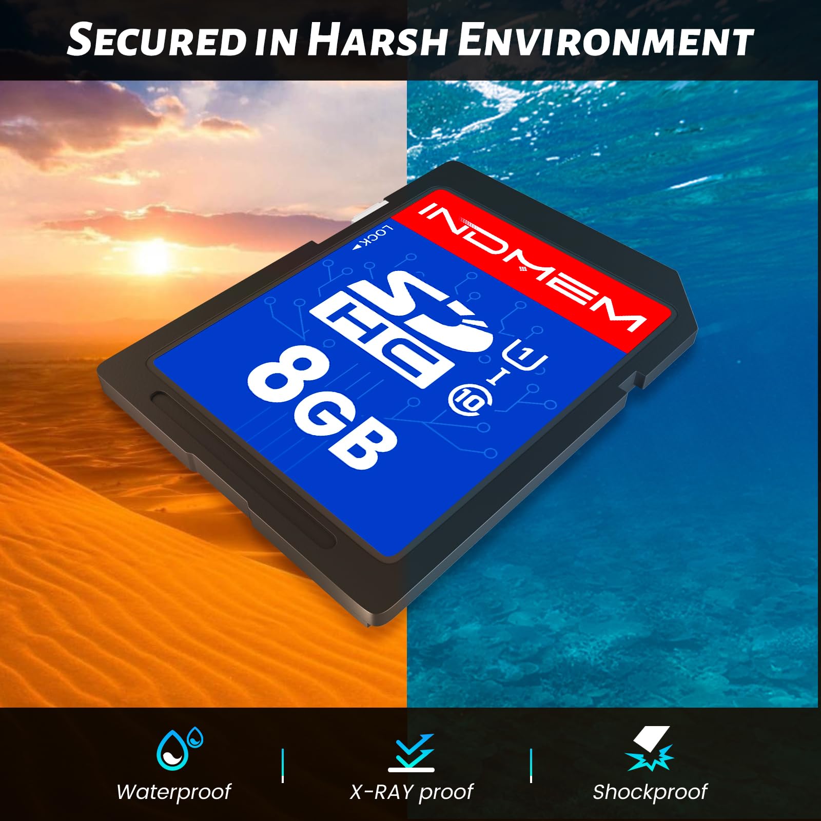 Indmem Sd Card 8Gb, 8 Packs Class 10 8Gb Flash Memory Card Mlc Standard Secure Digital Cards Camera Card