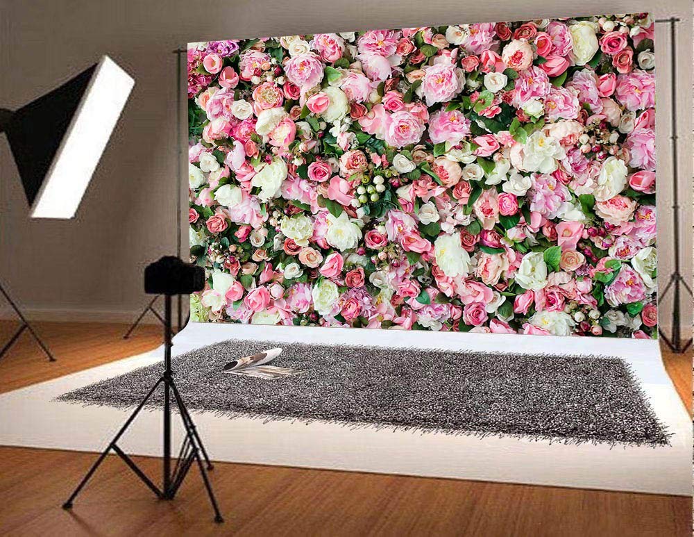 Art Studio 3D Flower Photo Background Pink Rose Photography Backdrop For Pictures Newborn Bridal Shower Birthday Party Banner De