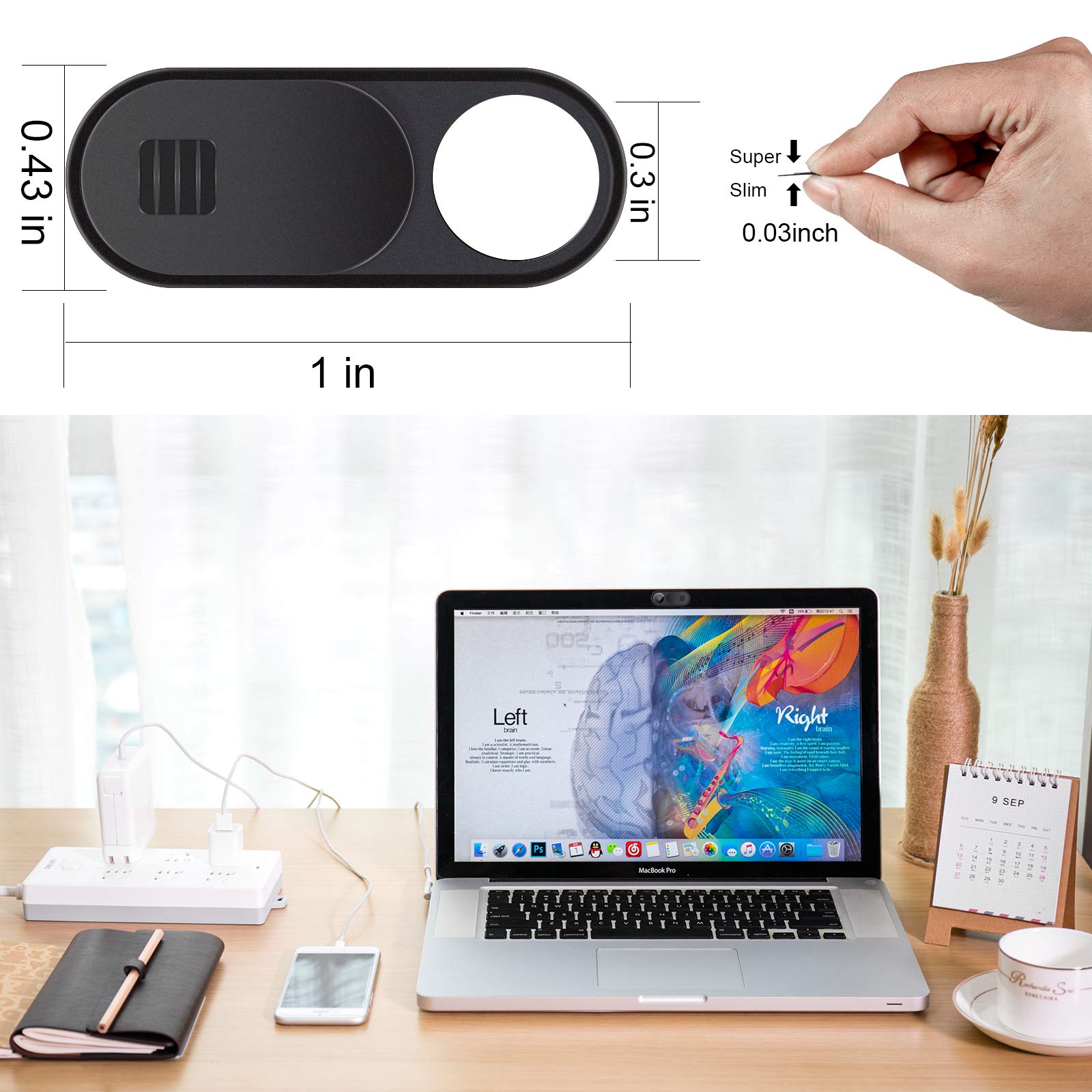 Natipo Laptop Camera Cover Slide, 2.0 Ultra Thin Webcam Cover Slide Compatible For Laptop Table Apple Macbook Ipad Pro Imac Cell