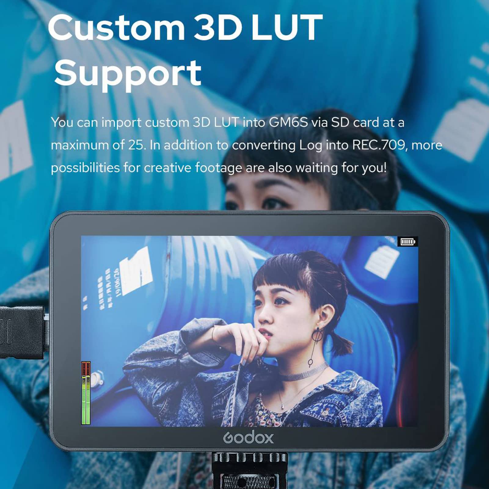 Godox Gm6S 5.5Inch 4K Camera Monitor 1200Nit Ultra-Bright Video Monitor For Dslr Camera 1920 * 1080 Ips Screen Touch Control Hdm