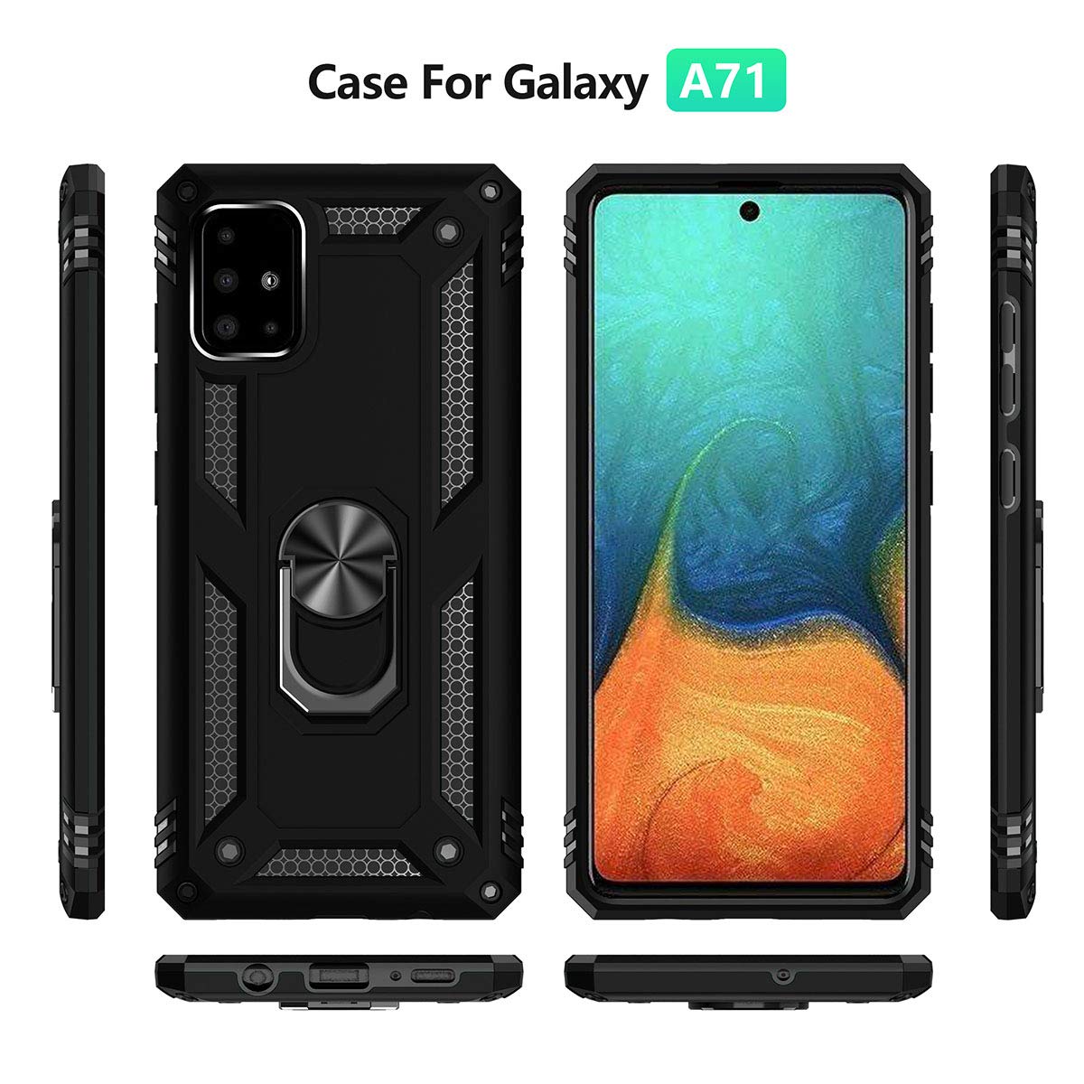 A71 5G Case, Phone Case For Samsung Galaxy A71 5G Case,With Kickstand Ring,Adjustable Stand,Military Grade,Heavy Duty Protection