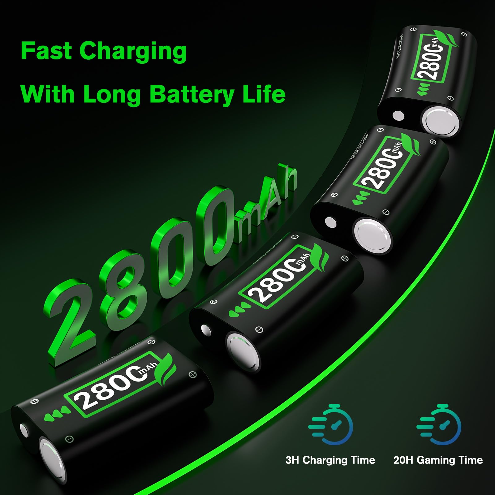 Conqto 4x2800mAh Rechargeable Battery Pack for Xbox Series X/S & One Controllers - High Capacity, Compatible & Reliable Power Solution