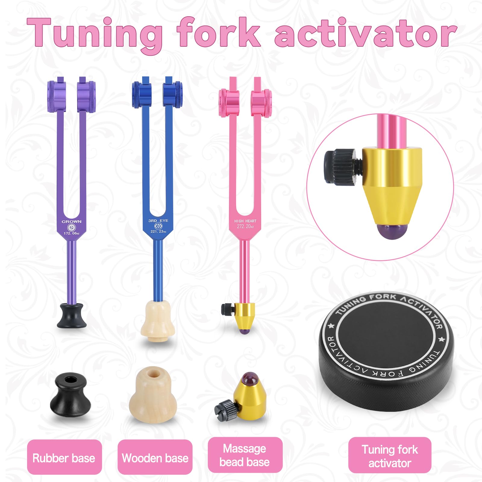 Eastrock 8 Color Tuning Fork Set Chakra Tuning Fork Set Aluminum Alloy Material Sound Therapy Instruments Kit With Tuning Fork A