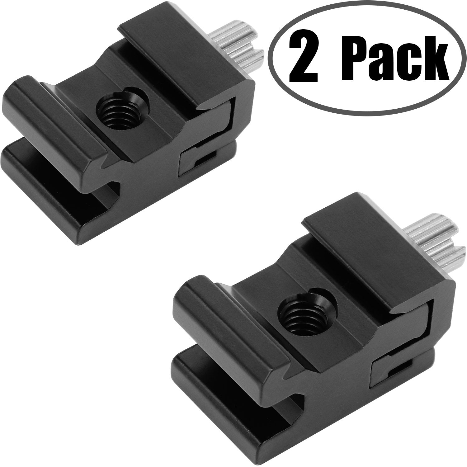 Camera Metal Cold Shoe Flash Stand Adapter With 1/4-20 Tripod Screw Thread (2 Packs)