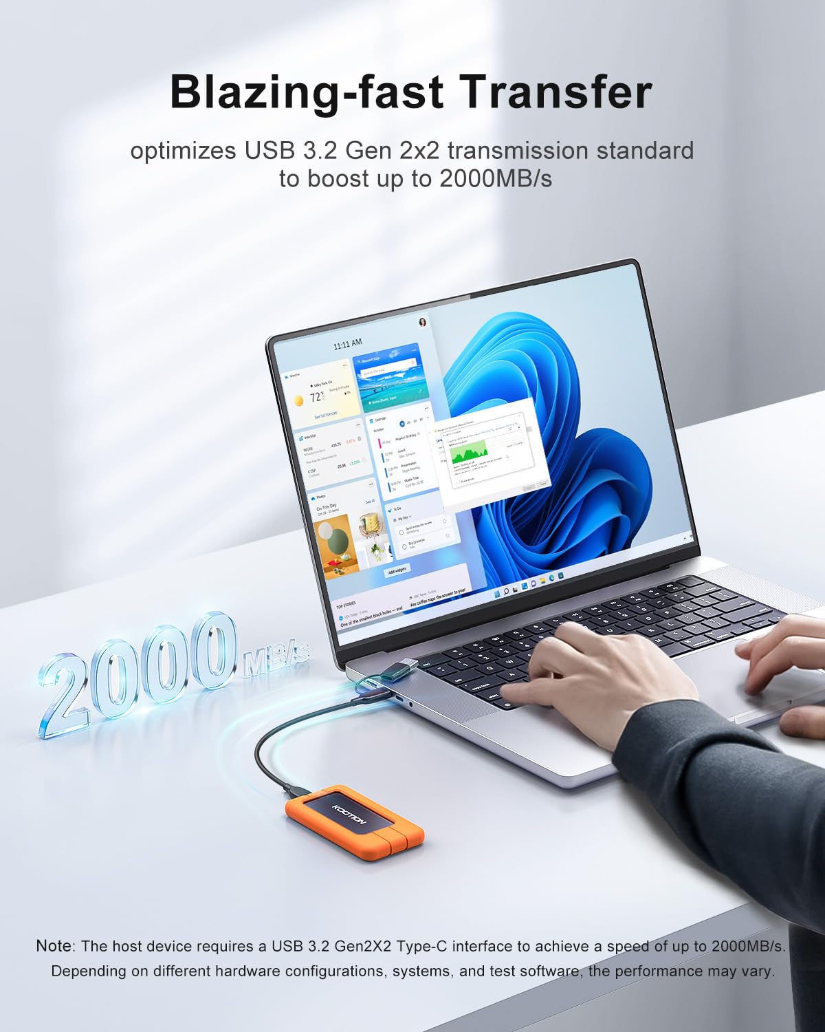 Kootion 512Gb Portable Ssd Usb 3.2 External Ssd Usb C Up To 2000Mb/S Usb 3.2 Gen 2X2 Portable Solid State Drive With Protective