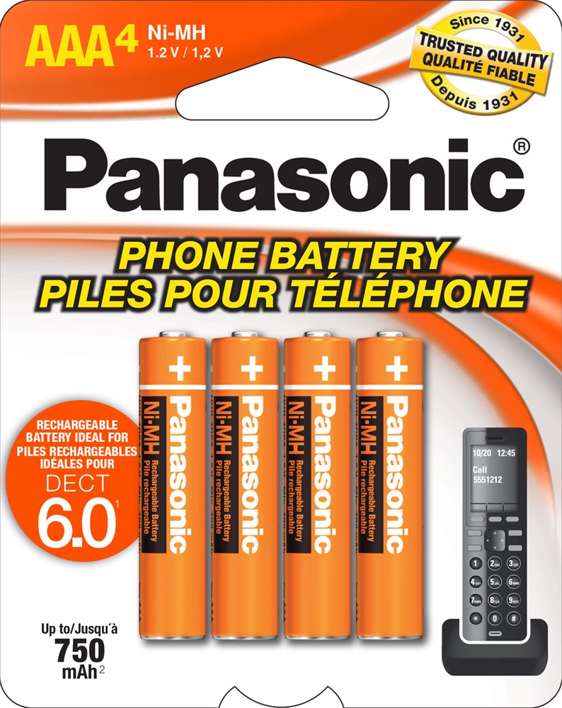 Panasonic Genuine Hhr 4Dpa/4B Aaa Nimh Rechargeable Batteries For Dect Cordless Phones, 4 Pack