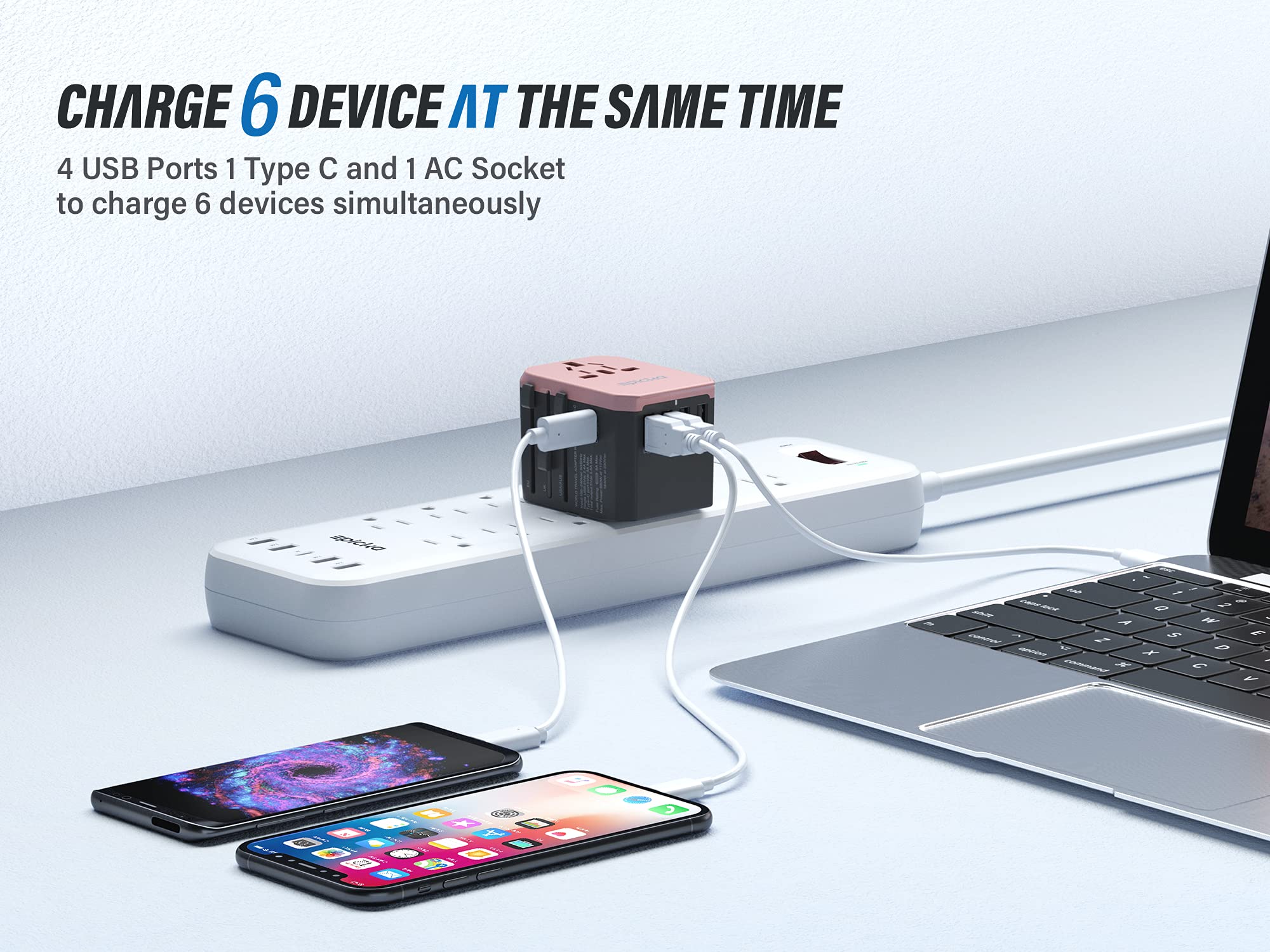 Universal Travel Power Adapter   Epicka All In One Worldwide Wall Charger Ac Plug Adaptor With 5.6A Smart Power And 3.0A Type C