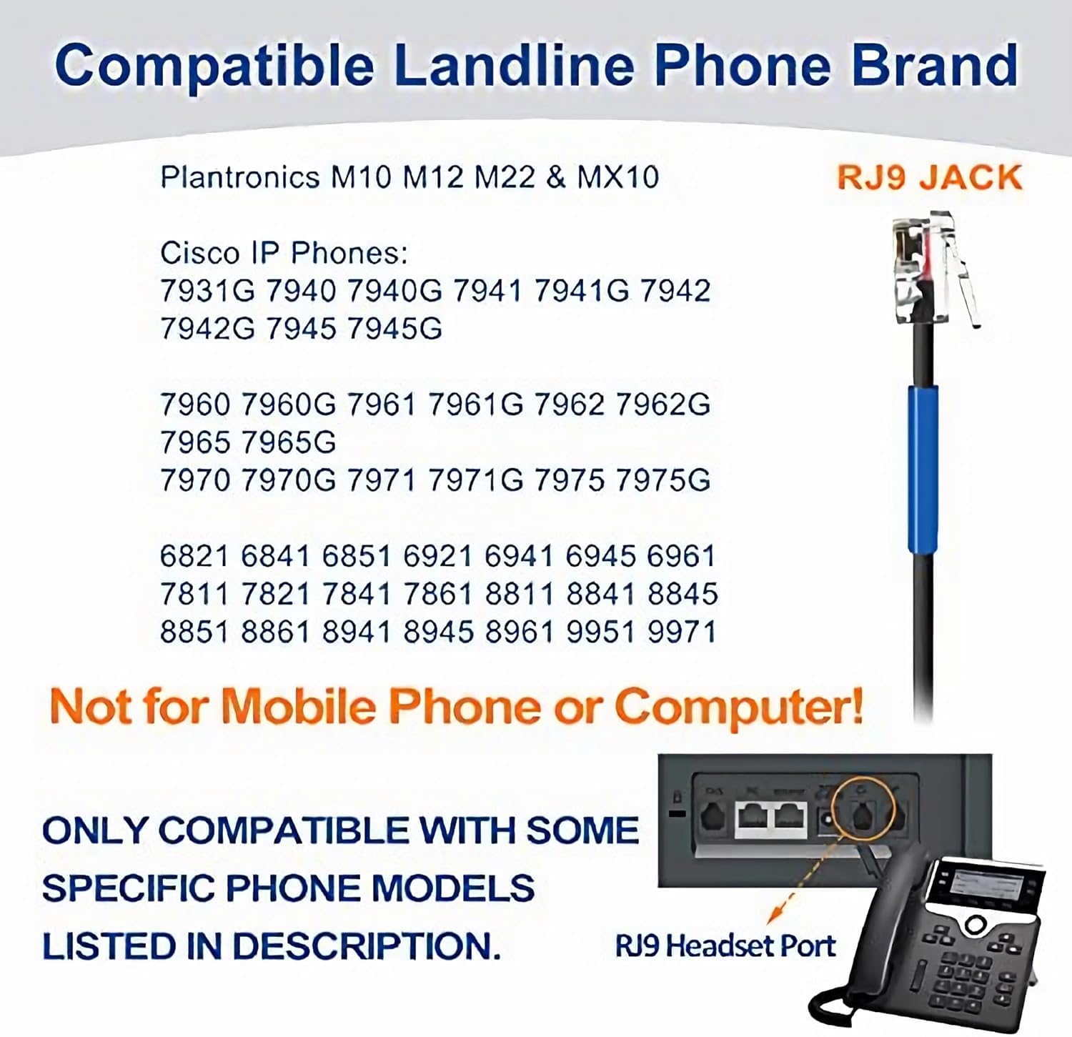 Wantek Cisco Phone Headset With Microphone Noise Cancelling, Rj9 Telephone Headsets Compatible With Cisco Office Phones 7940 794