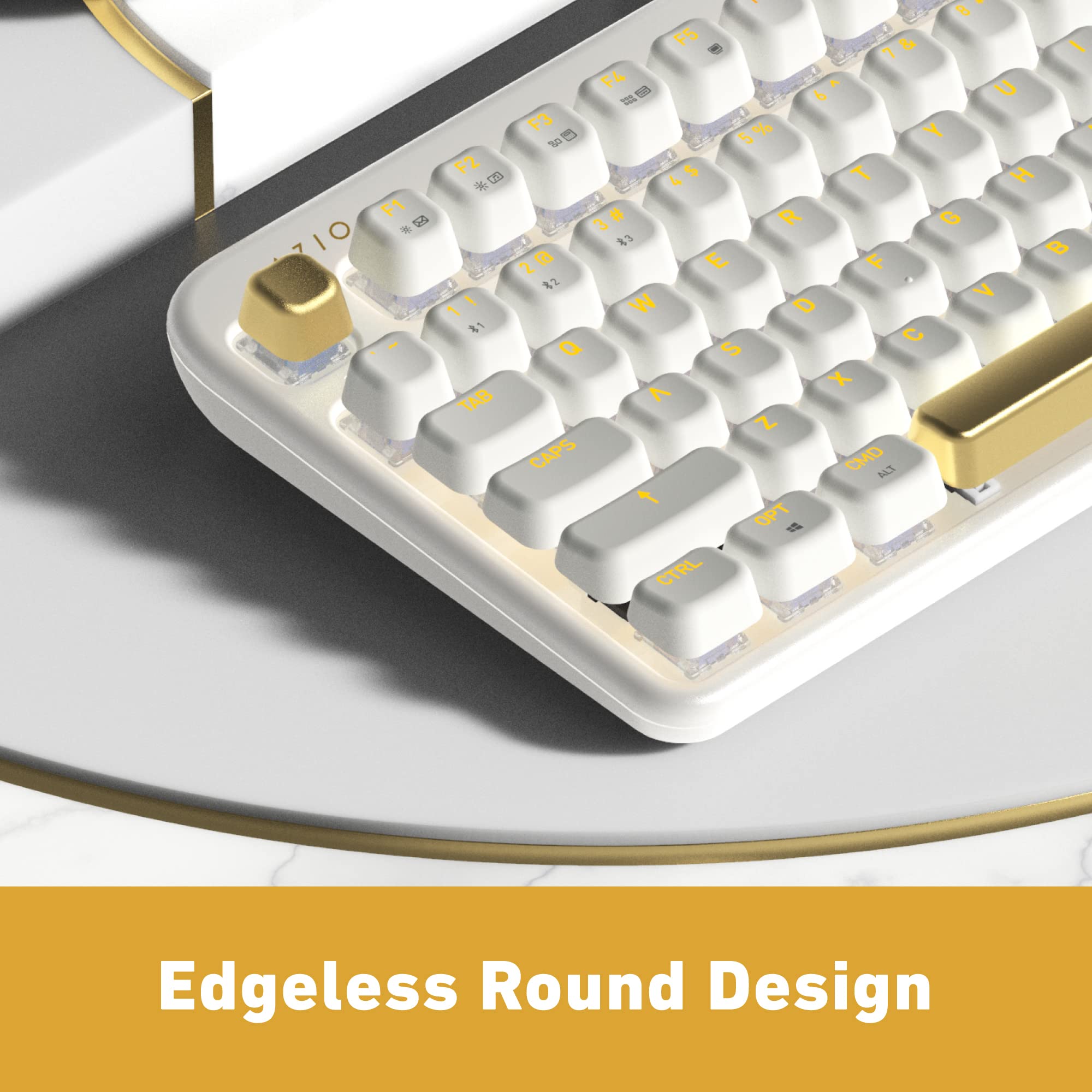 Azio Izo Wireless Bt5/Usb Pc & Mac Mechanical Keyboard, White Blossom