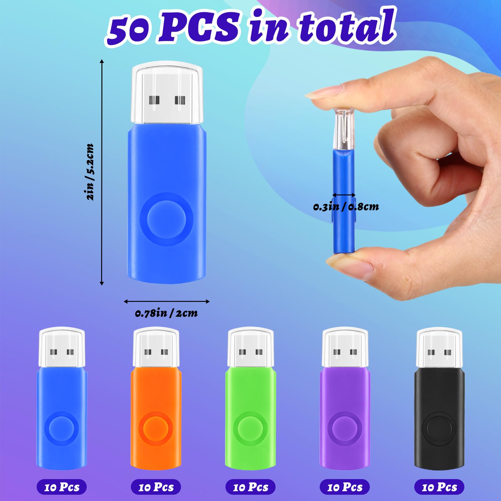 Kanayu 50 Pcs Flash Drive Bulk 2Gb Usb 2.0 Thumb Drives Small Jump Zip Drive Portable Fast Memory Usb Flash Drive Stick For Lapt