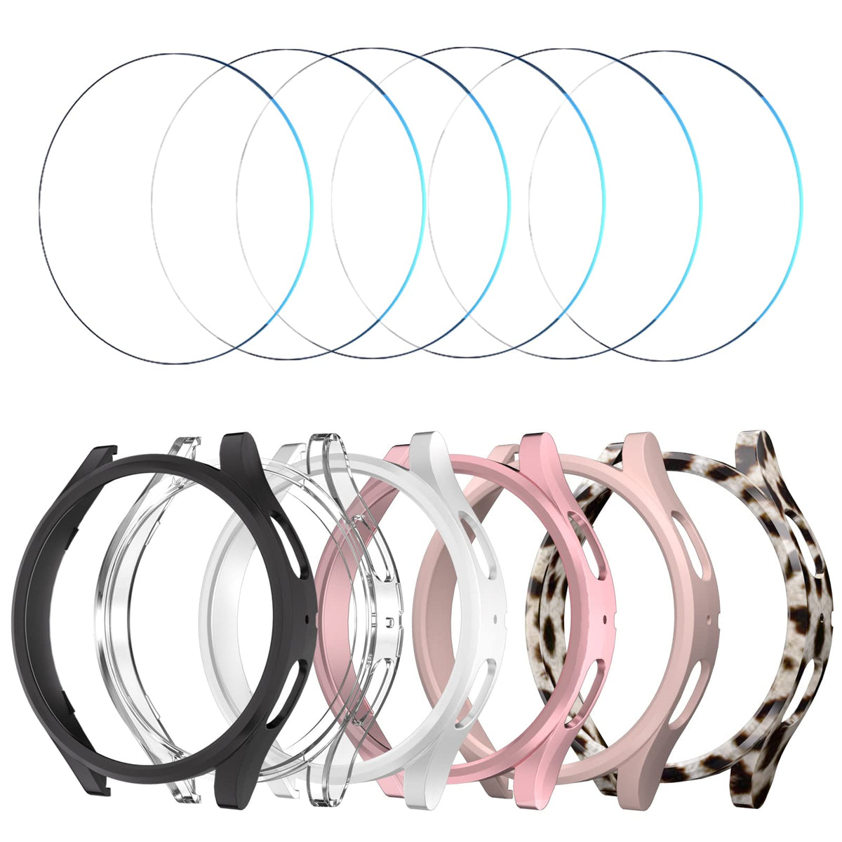 [6+6Pack] Screen Protector Case For Samsung Galaxy Watch 5 / Galaxy Watch 4 40Mm, Hasdon Bubble Free Tempered Glass Film + Water