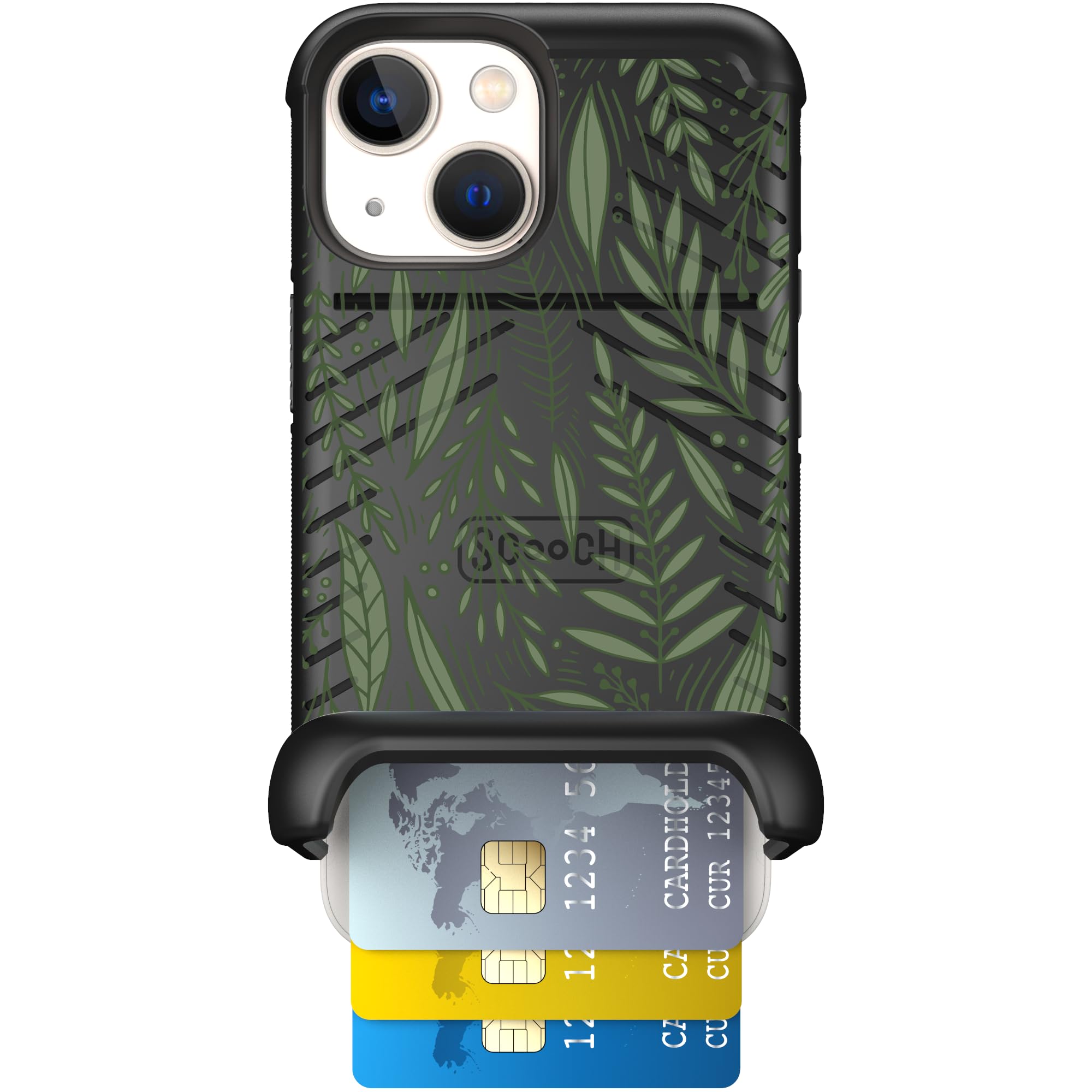 Scooch for iPhone 13 Mini Case with Card Holder, Wingmate Wallet Case with Hidden Card Slot and RFID Protection, Holds 3 to 4 Ca
