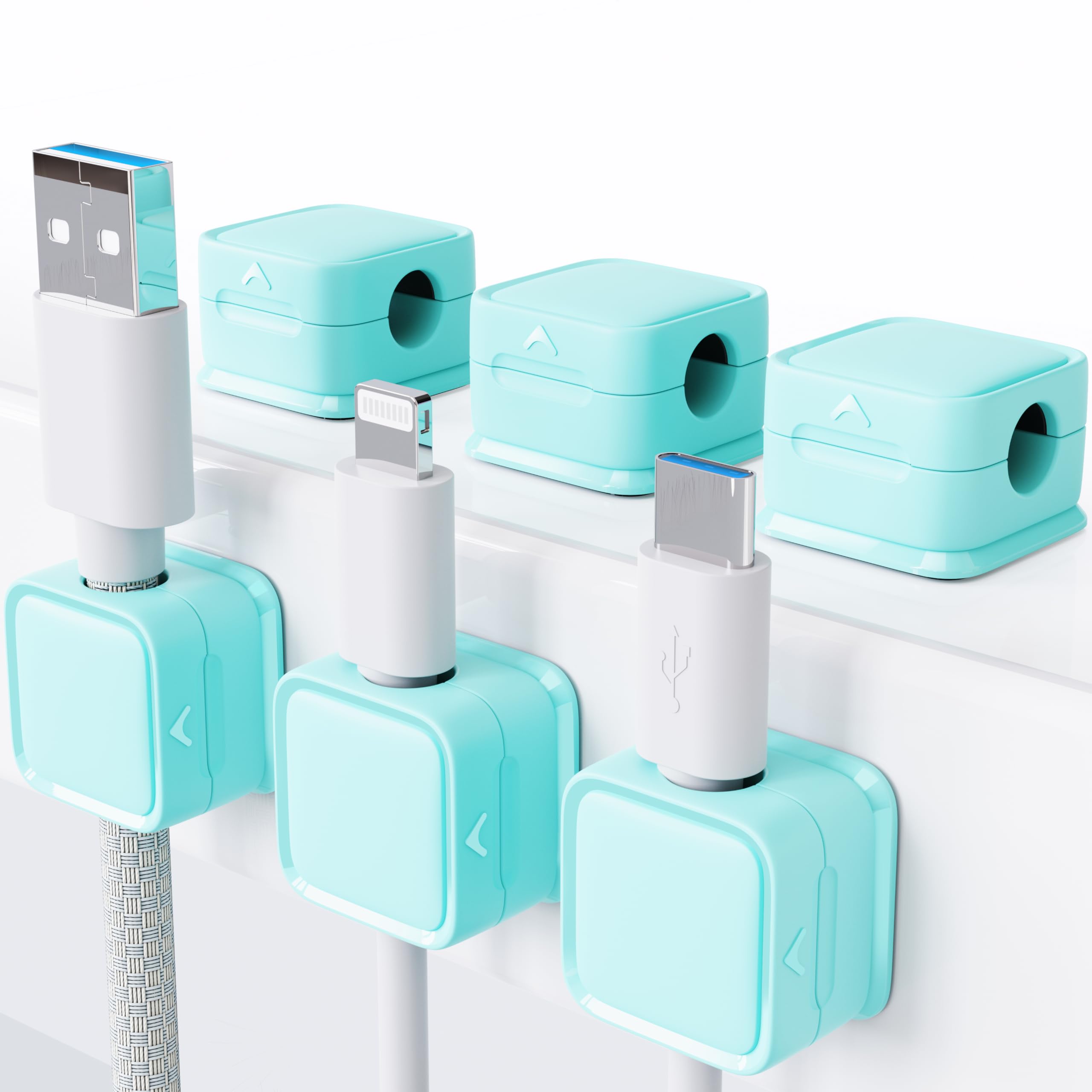 Cord Organizer Holder, 6 Pack Magnetic Desk Cable Clips Management, Hide Phone Charging Cable Keeper, Strong Adhesive Wire Charg