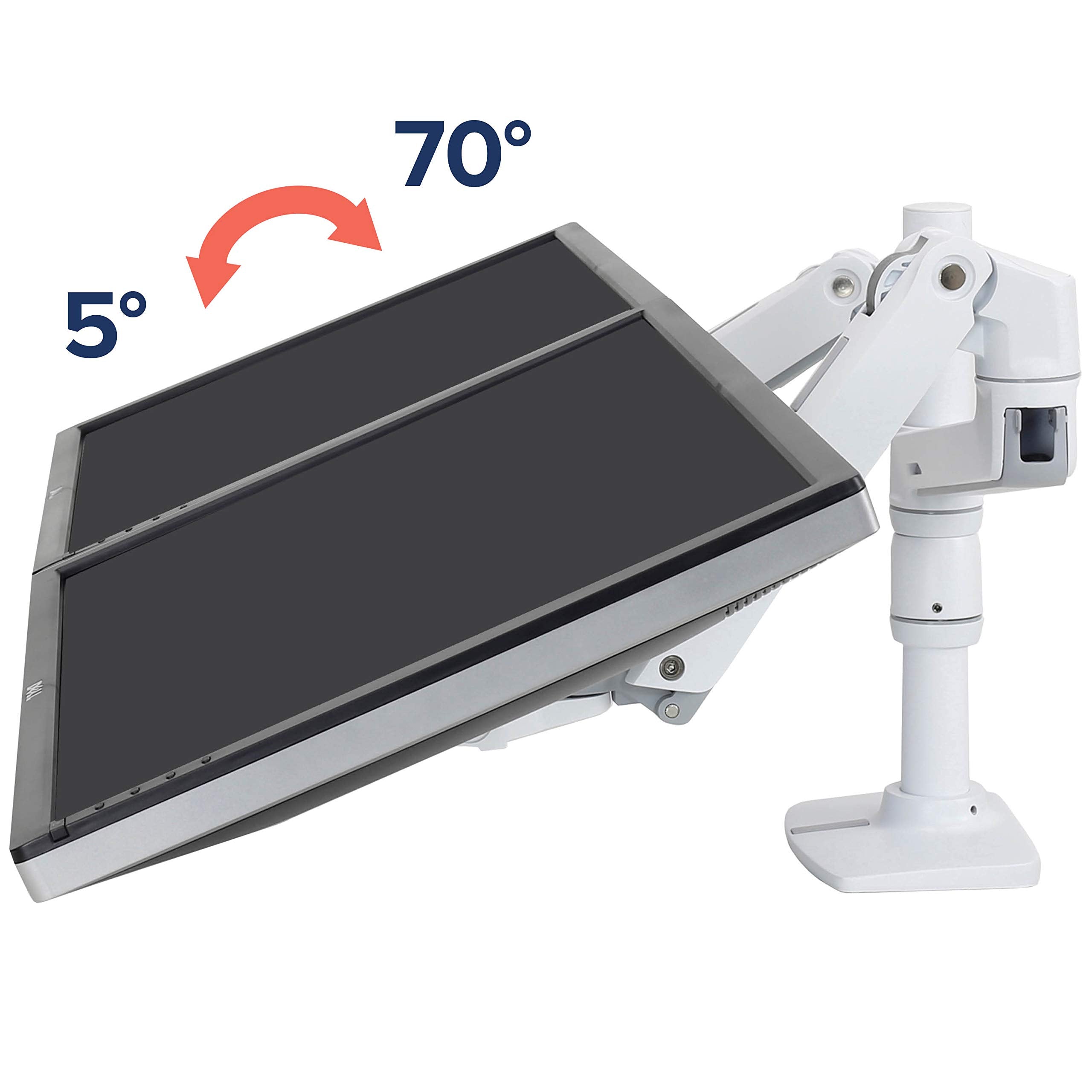 Ergotron � LX Vertical Stacking Dual Monitor Arm, VESA Desk Mount � for 2 Monitors Up to 24 Inches, 7 to 20 lbs Each � White