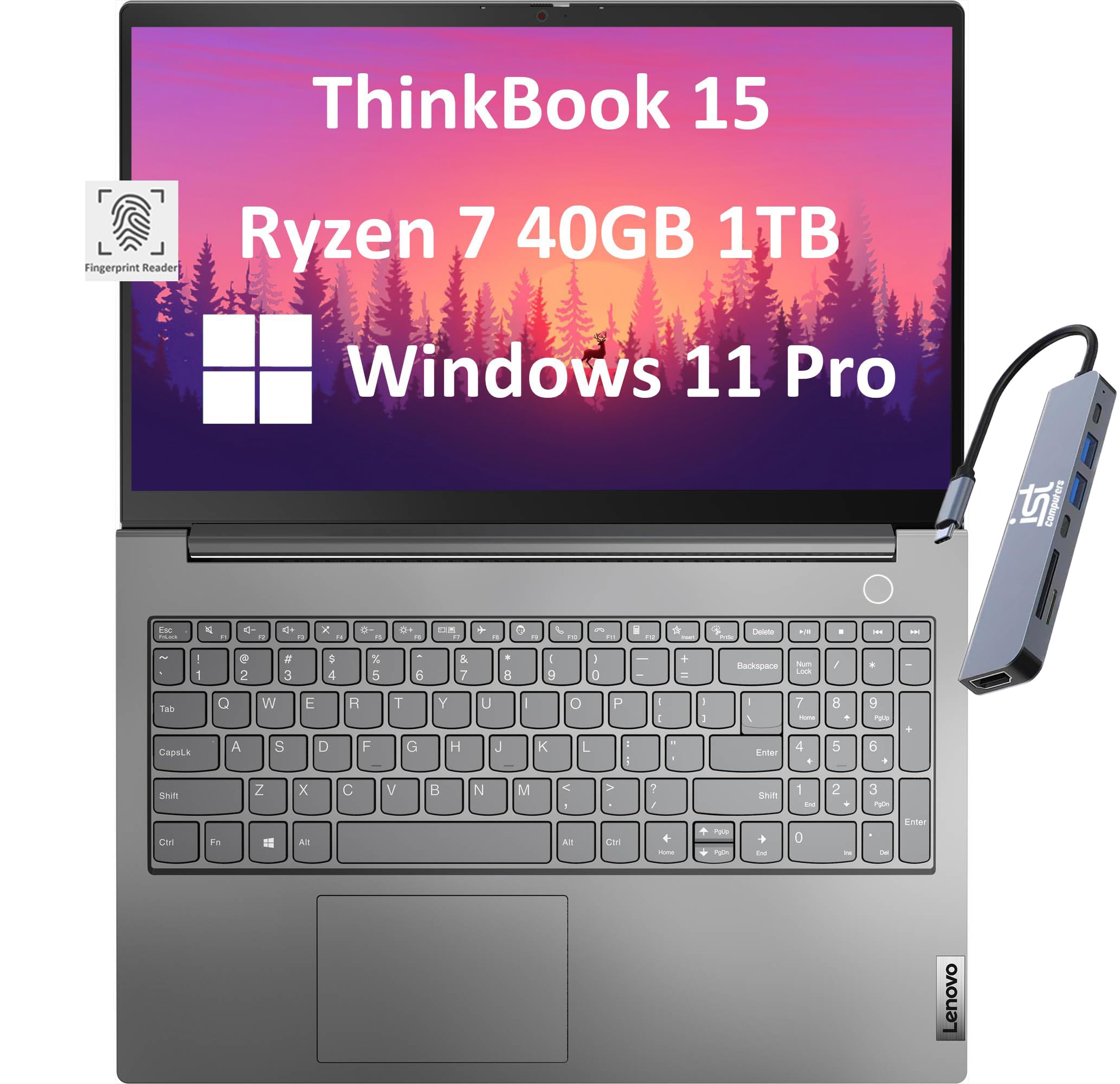 Lenovo Thinkbook 15 Business Laptop (15.6'' Fhd Anti Glare, 40Gb Ram, 1Tb Ssd, Amd Ryzen 7 5825U (> I7 1165G7)), Fhd Webcam W/Sh