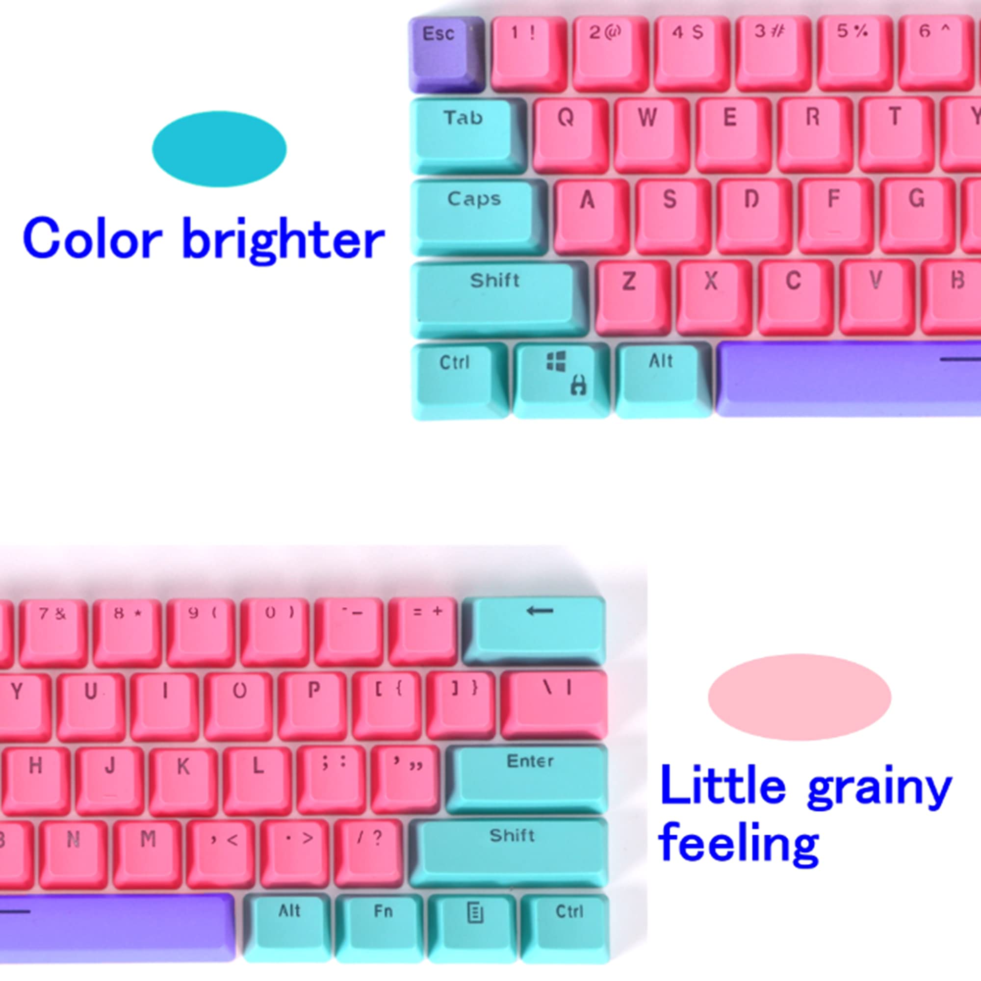 Cjxsp Pbt 61 Keycaps 60 Percent, Gaming Keycaps Oem Profile Backlit Keycap Set For 60 Percent Cherry Mx Mechanical Keyboard ,Onl