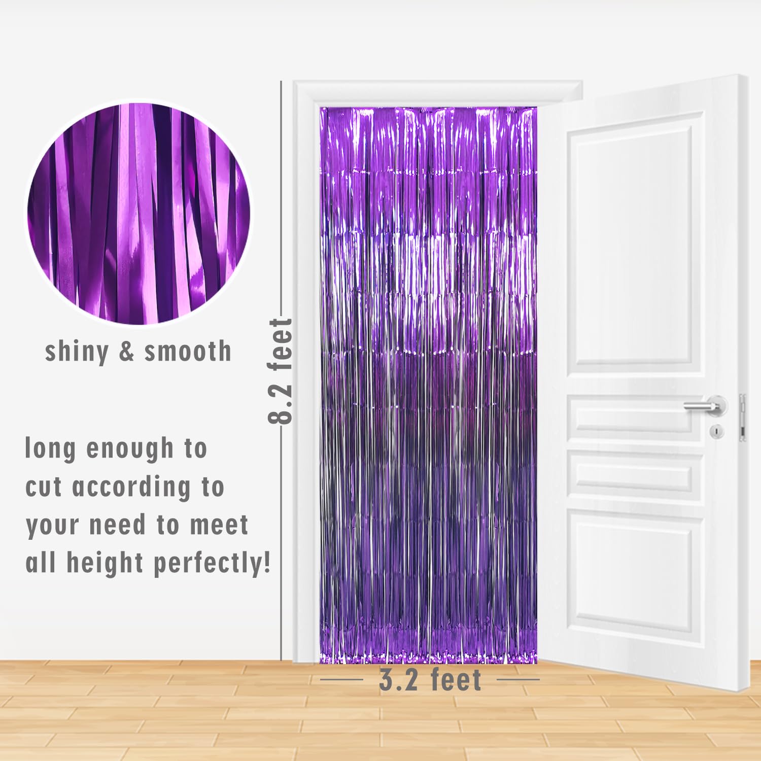 Goer 6.4 Ft X 8.2 Ft Metallic Tinsel Foil Fringe Curtains,Pack Of 2 Party Streamer Backdrop For Halloween Birthday,Graduation An