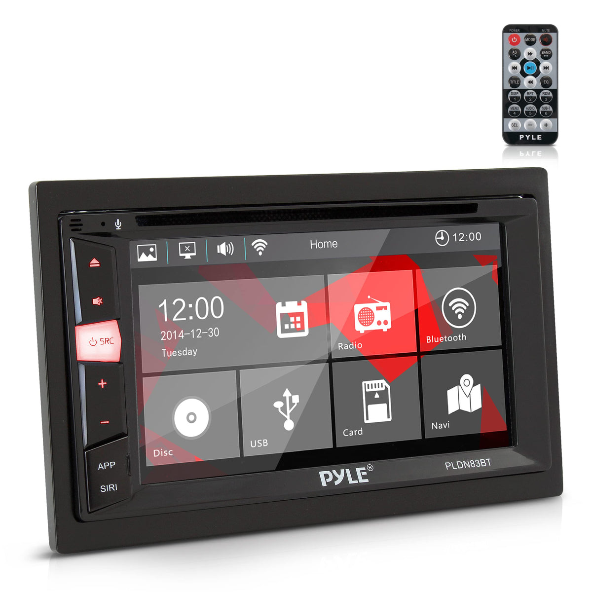 Pyle Double Din DVD Car Stereo Player Bluetooth in-Dash Car Stereo Touch Screen Receiver w/USB/SD, MP3, CD Player, AM FM Radio, Steering Wheel Feature, Hands-Free Call, Camera/Speaker Input-PLDN83BT