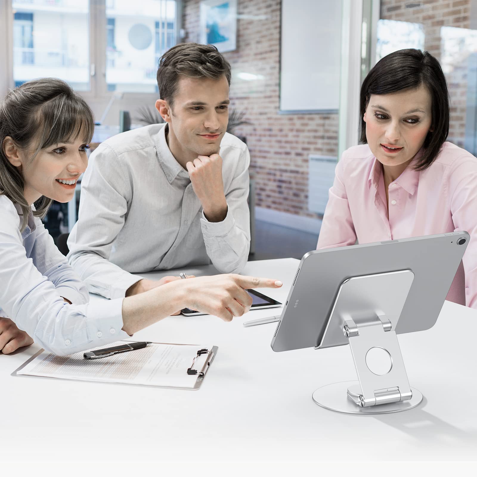 Omoton Swivel Tablet Stand For Ipad With 360 Rotating Base, Foldable Adjustable Holder For Drawing, Compatible With Ipad Pro/Air