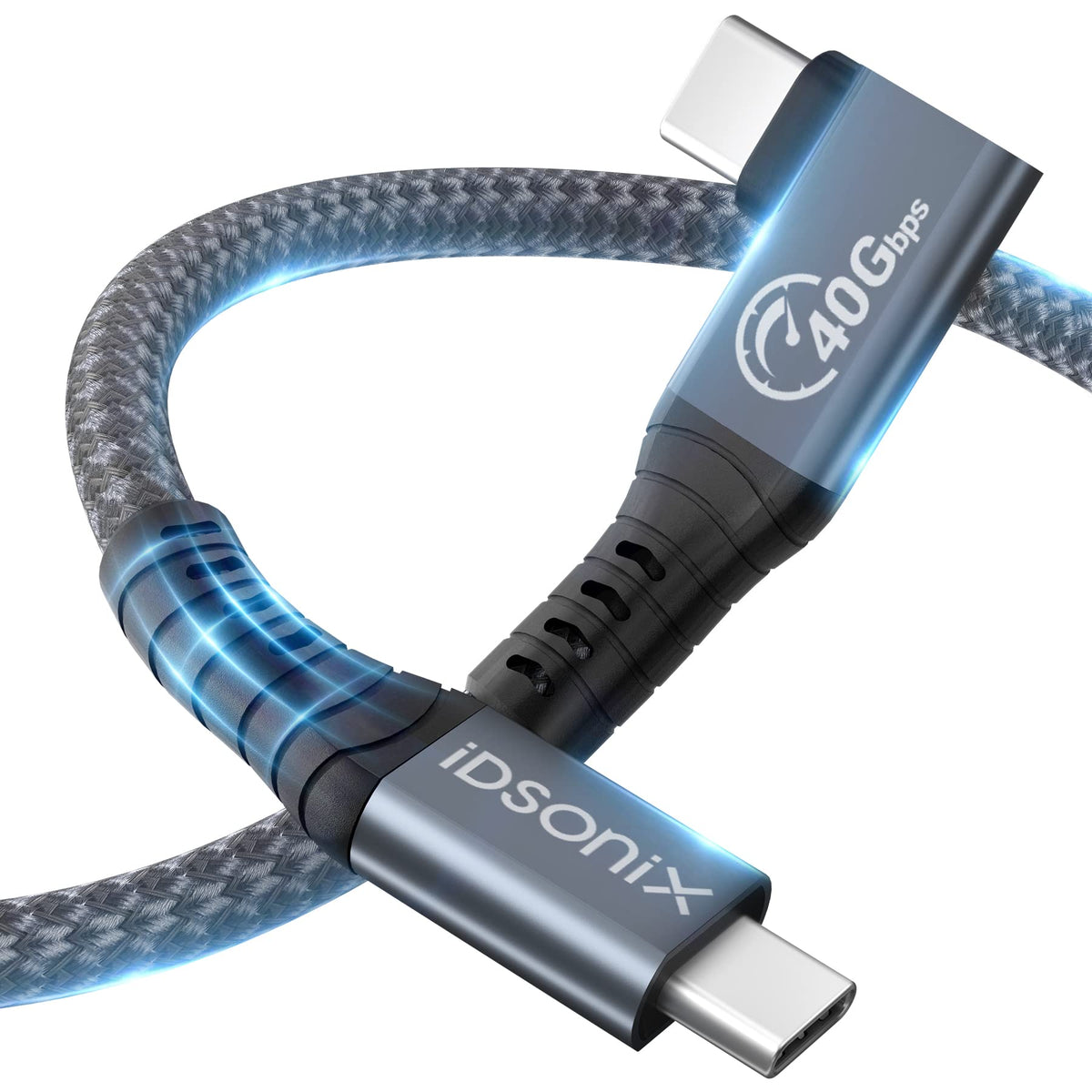 Idsonix Usb 4 Cable[Usb If Certification] Compatible Thunderbolt 4 Cable 90 Degree 6.6Ft With 40Gbps Data Transfer, 8K@60Hz/Dual