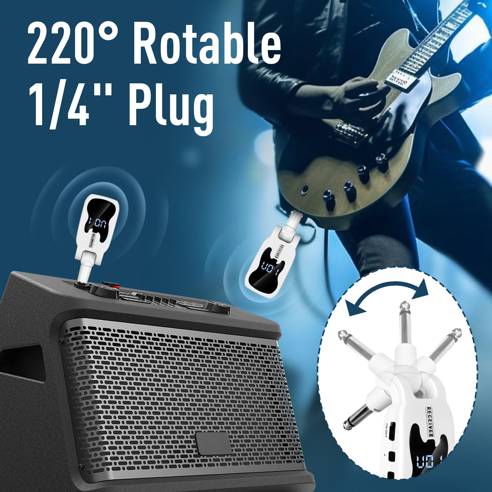 Devilclaw Wireless Guitar System With 16 Adjustable Frequencies, Rechargeable Wireless Transmitter Receiver For Bass Electric In