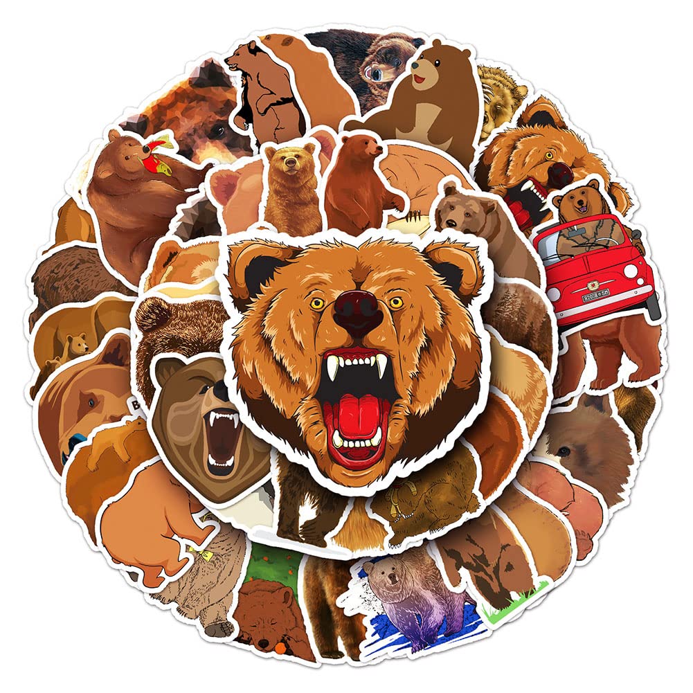 Brown Bear Stickers |50Pcs Brown Bear Waterproof Vinyl Decals For Bike Water Bottles Laptop Bicycle Refrigerator Cup Luggage Com