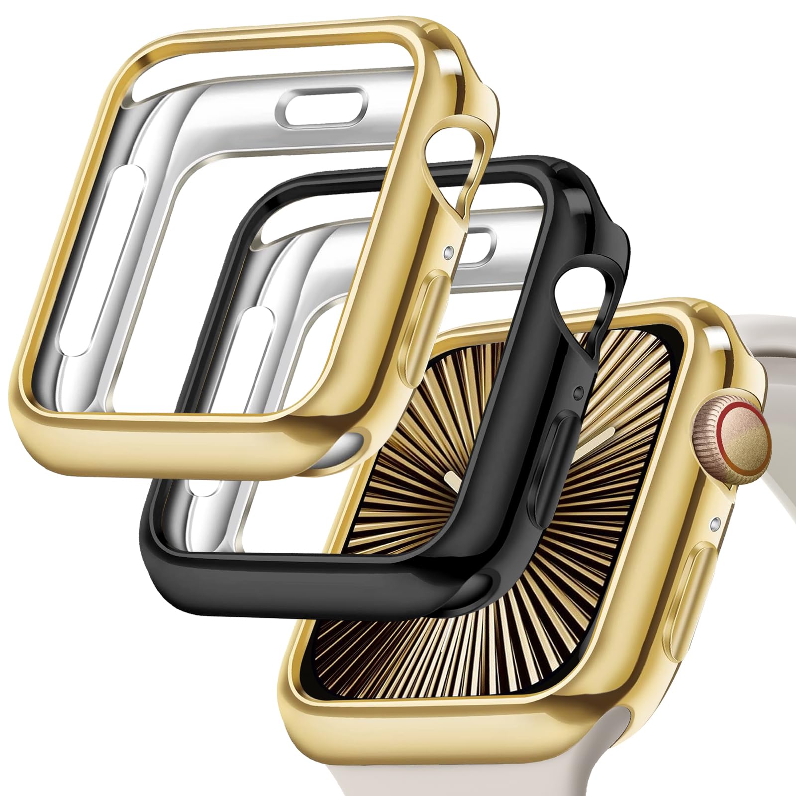 JR.DM 2 Pack 44mm Soft Flexible TPU Case Compatible for Apple Watch Series 6/5/4/SE Touchable Screen Lightweight Anti-Scratch Al