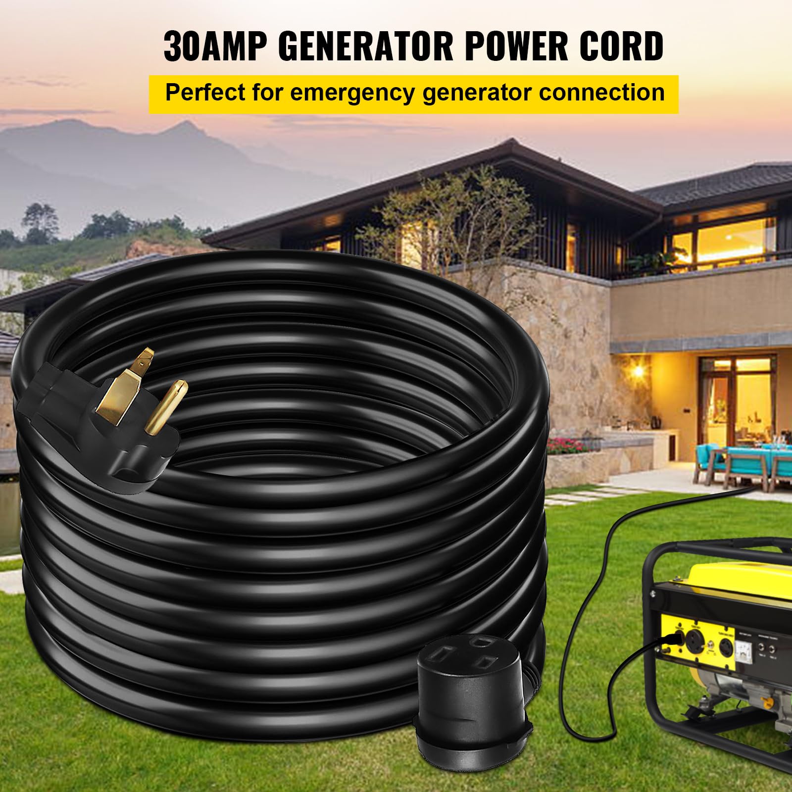 Vevor Welder Extension Cord 50Amp 50Ft, Black, 50 Foot