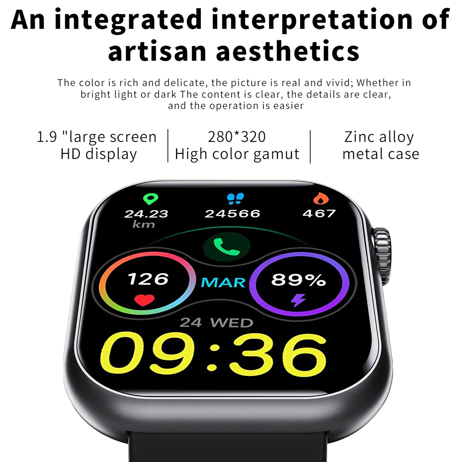 Nekopa Military Smart Watch For Men Outdoor Ip67 Waterproof 1.9 '' Hd Touch Screen Tactical Fitness Activity Tracker And Smartwa