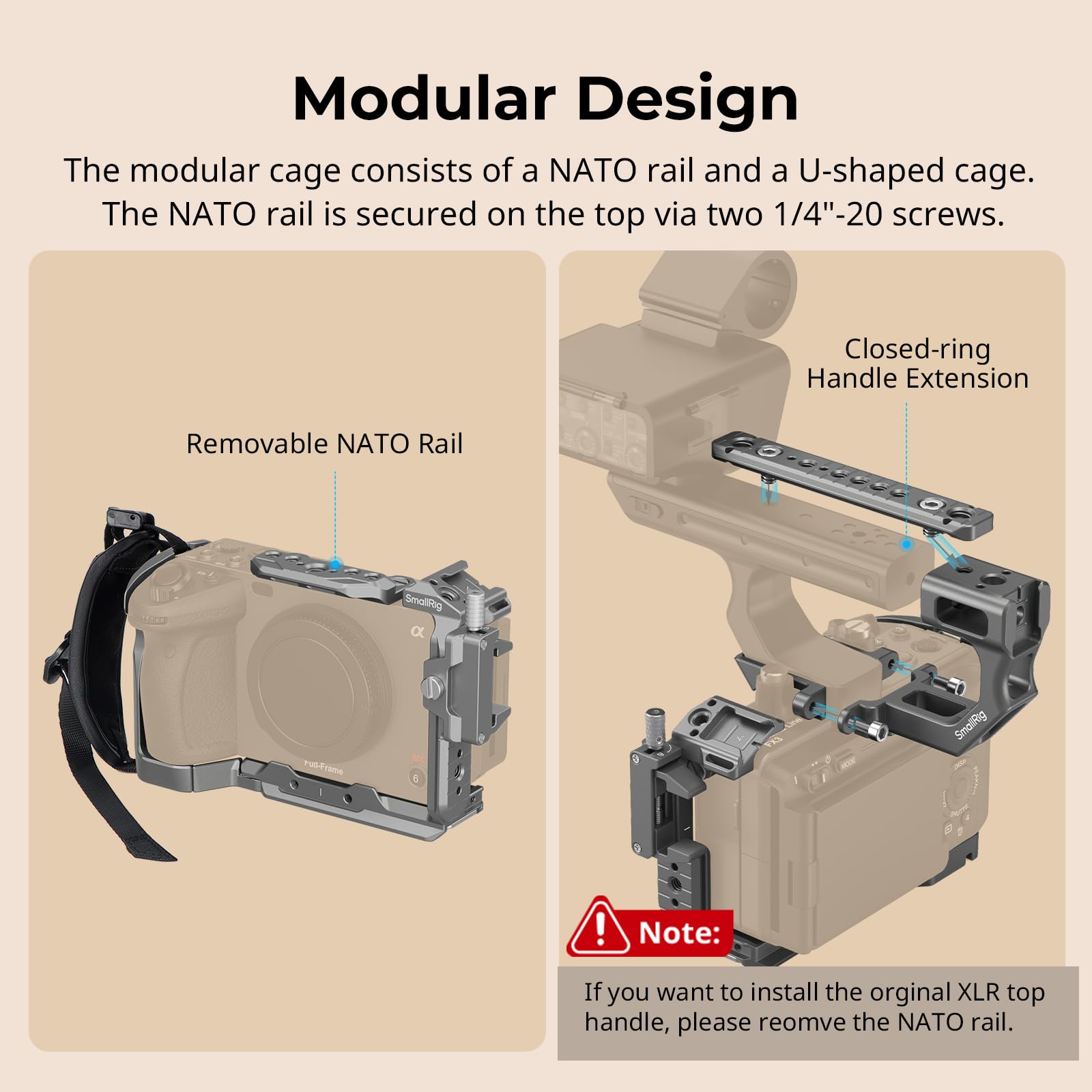 Smallrig Fx3 / Fx30 Hawklock Quick Release Camera Cage Kit For Sony With Xlr Handle Extension, Wrist Strap And Cable Clamp For H
