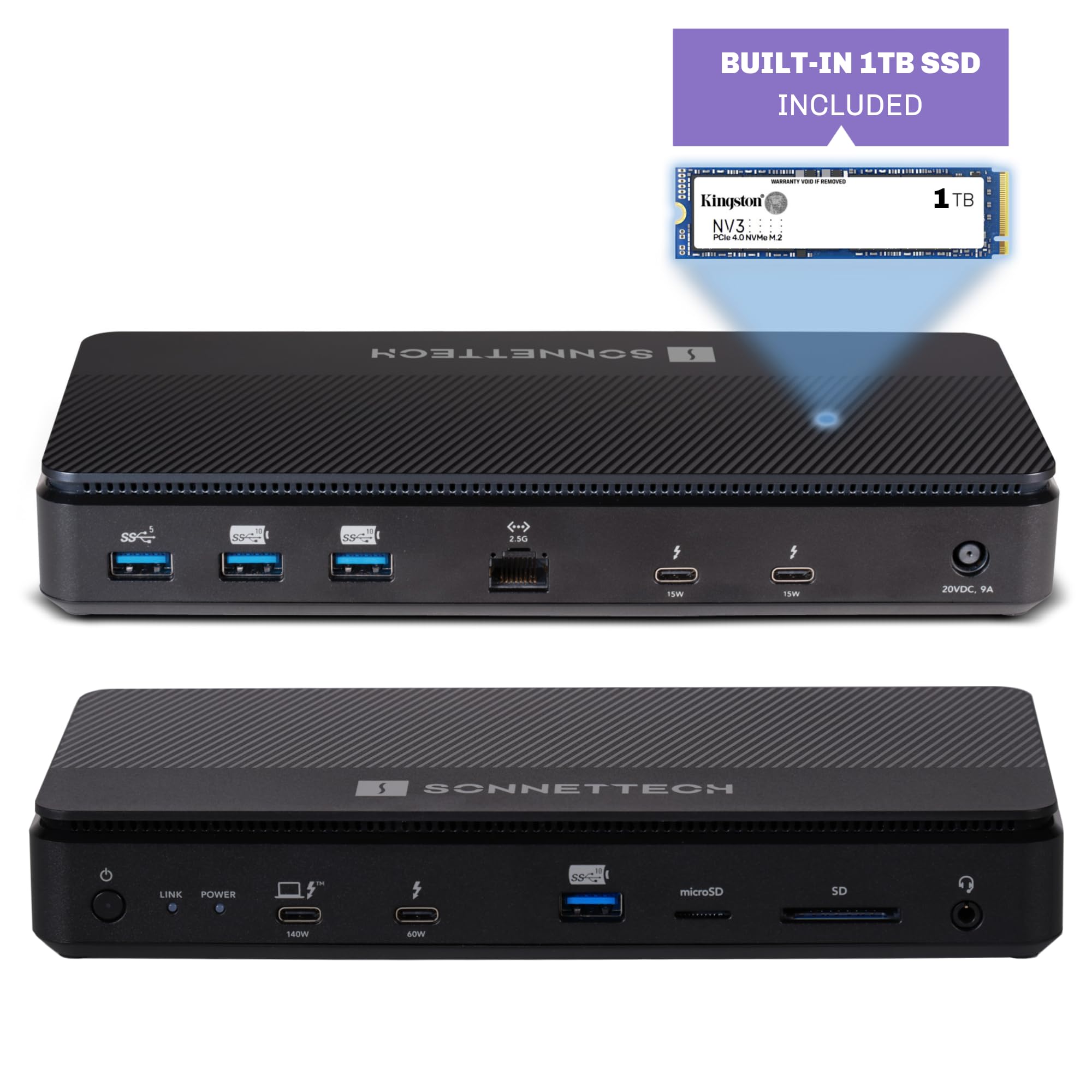 Sonnet Echo 13 Thunderbolt 5 Ssd Dock - Integrated 6000Mb/S Nvme Storage, 4 Thunderbolt 5 Ports, 2.5Gb Ethernet, 8K Display - Ma