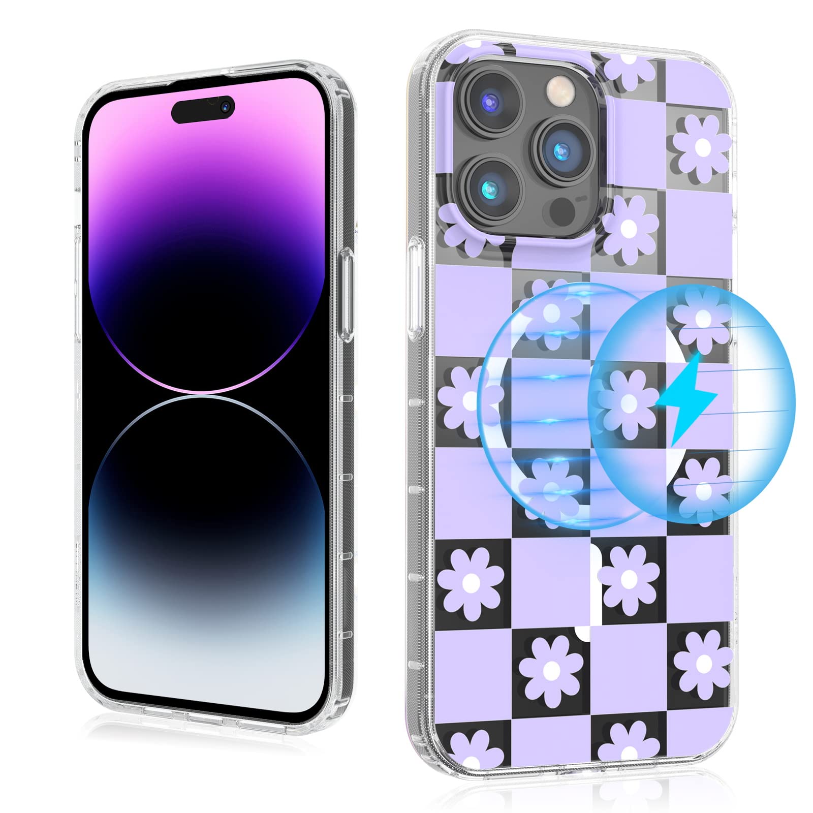 Mybat Pro Magnetic Slim Clear Case For Iphone 14 Pro Max Case 6.7'', Compatible With Magsafe, Cute Crystal Mood Series For Women