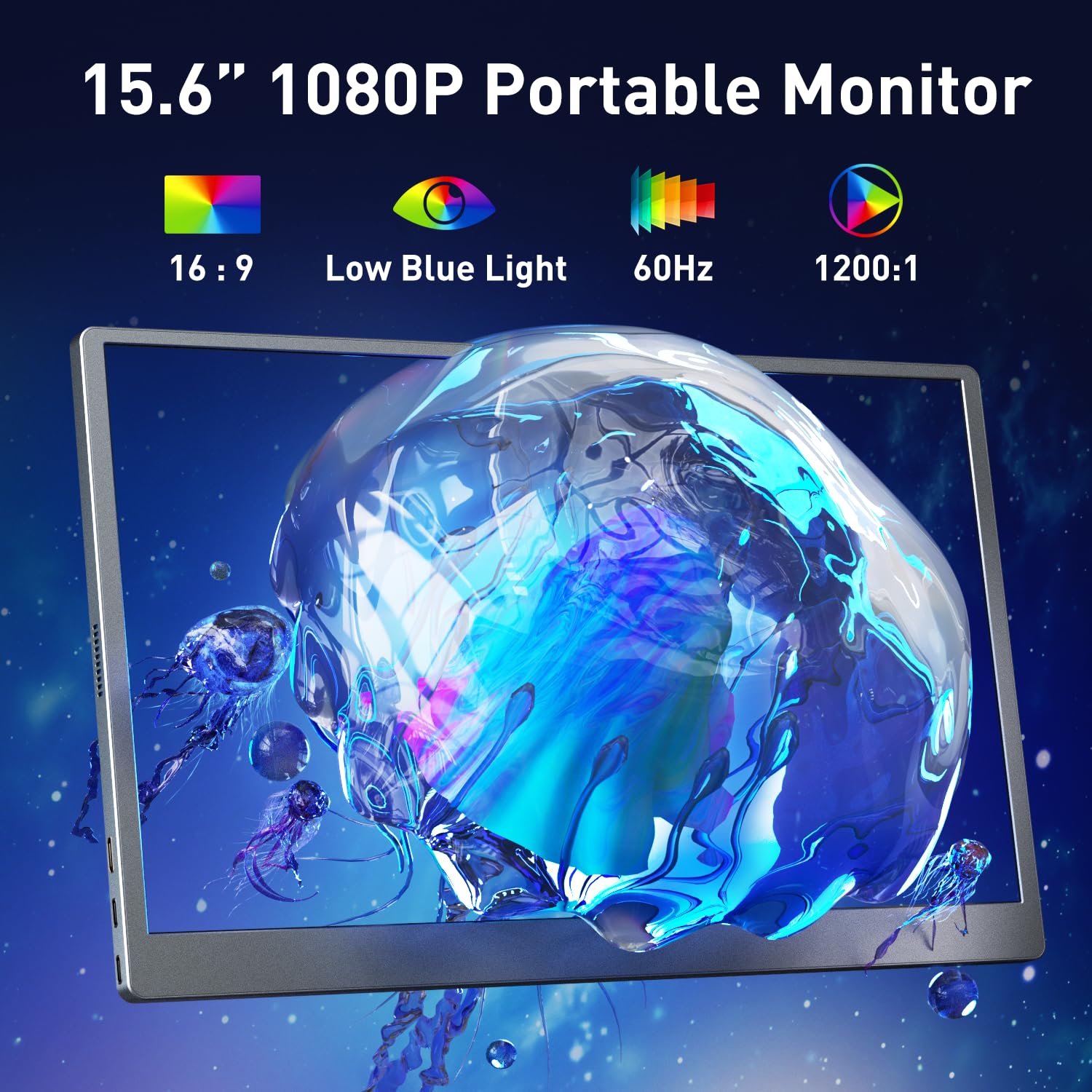 Cocopar Portable Monitor 15.6 Inch Travel Monitor 1080P Fhd Hdmi Usb C External Monitor For Macbook Laptop Surface Pc Xbox Ps4/5