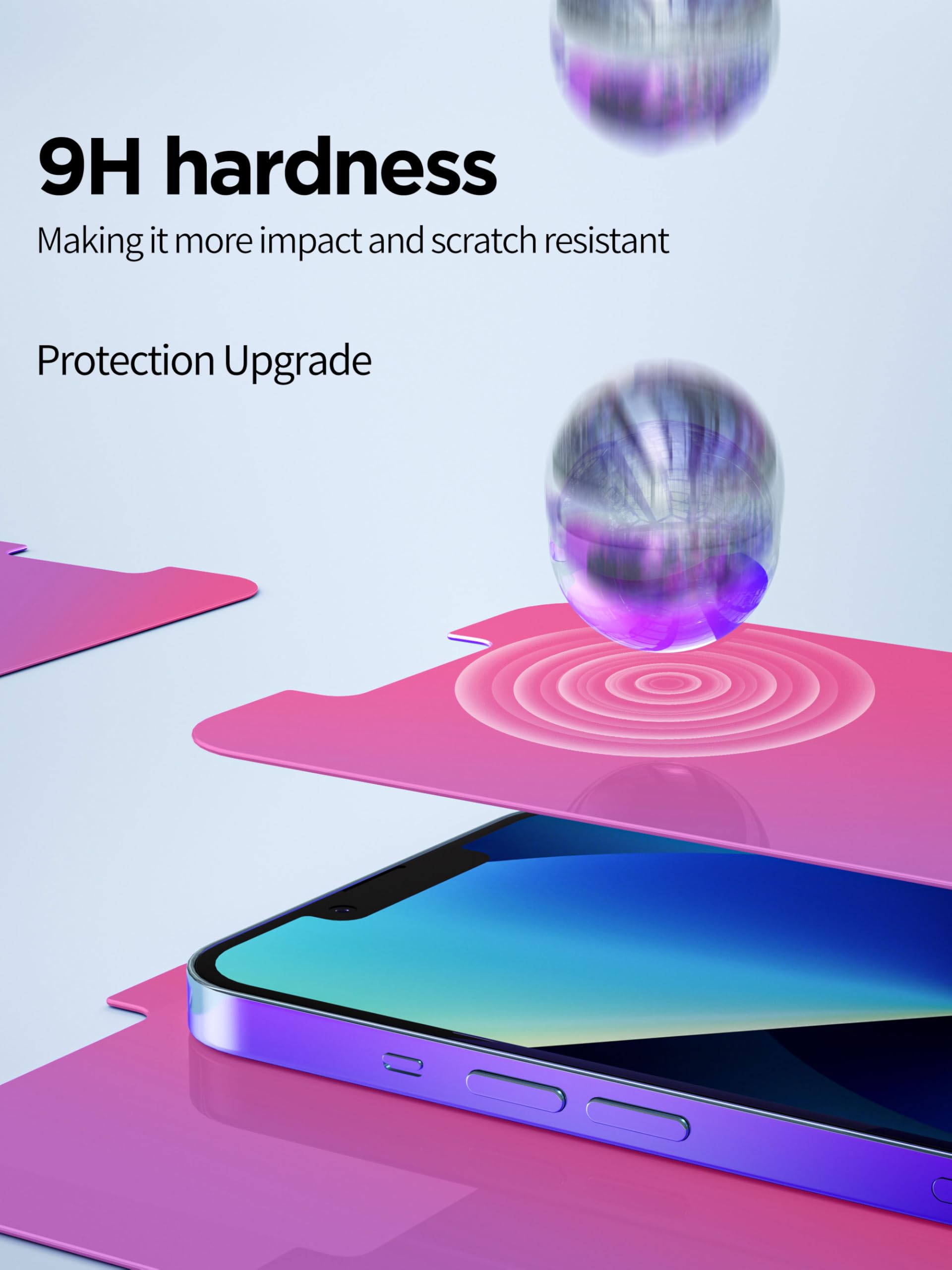 Pddkiss Compatible For Iphone 13/Iphone 14/Iphone 13 Pro Privacy Screen Protector Tempered Glass 6.1 Inch, Pink Gradient Anti Sp