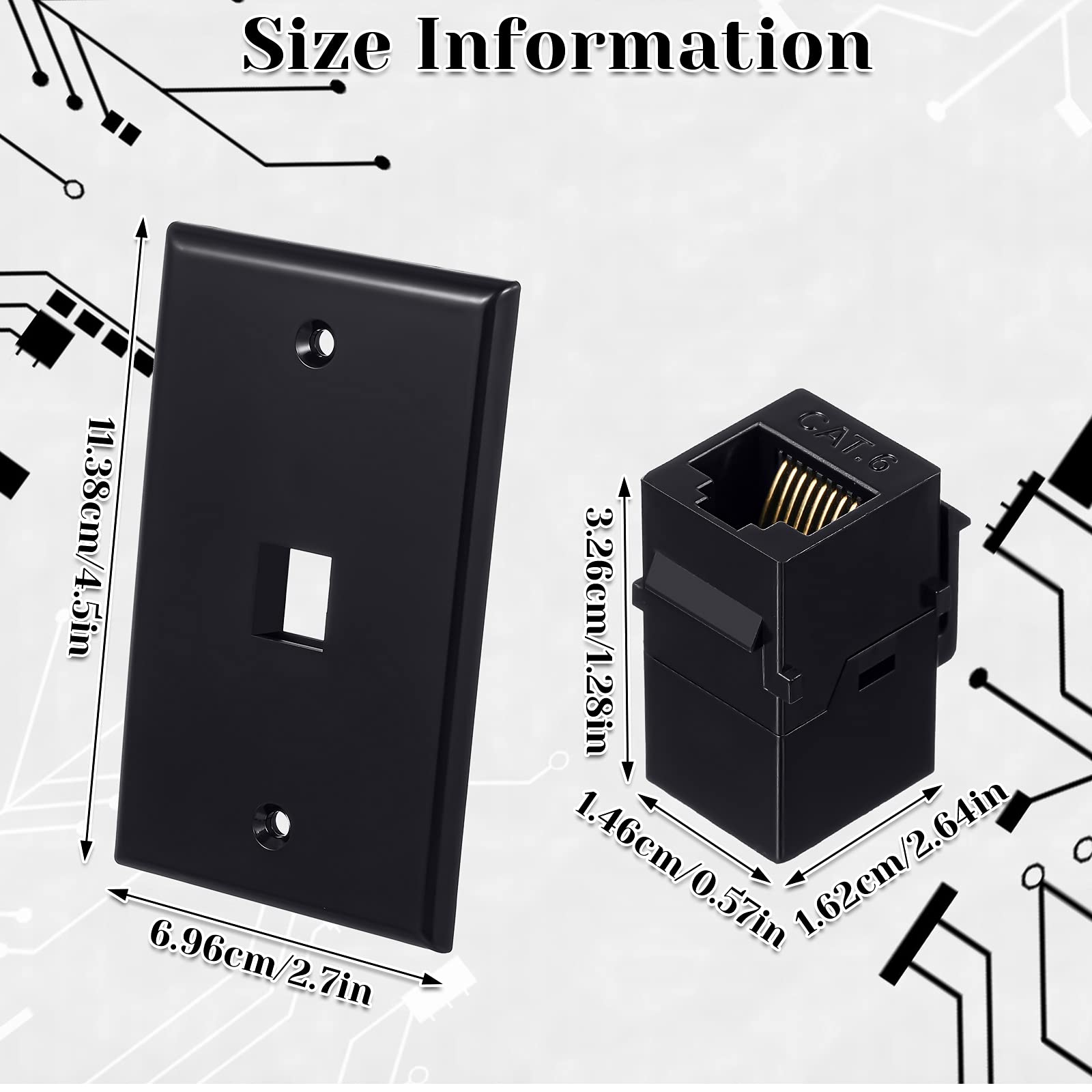 4 Pack Ethernet Wall Plate With Single Port, Rj45 Cat6 Female To Female Jack Inline Coupler Plates Ethernet Cable Faceplates (Bl