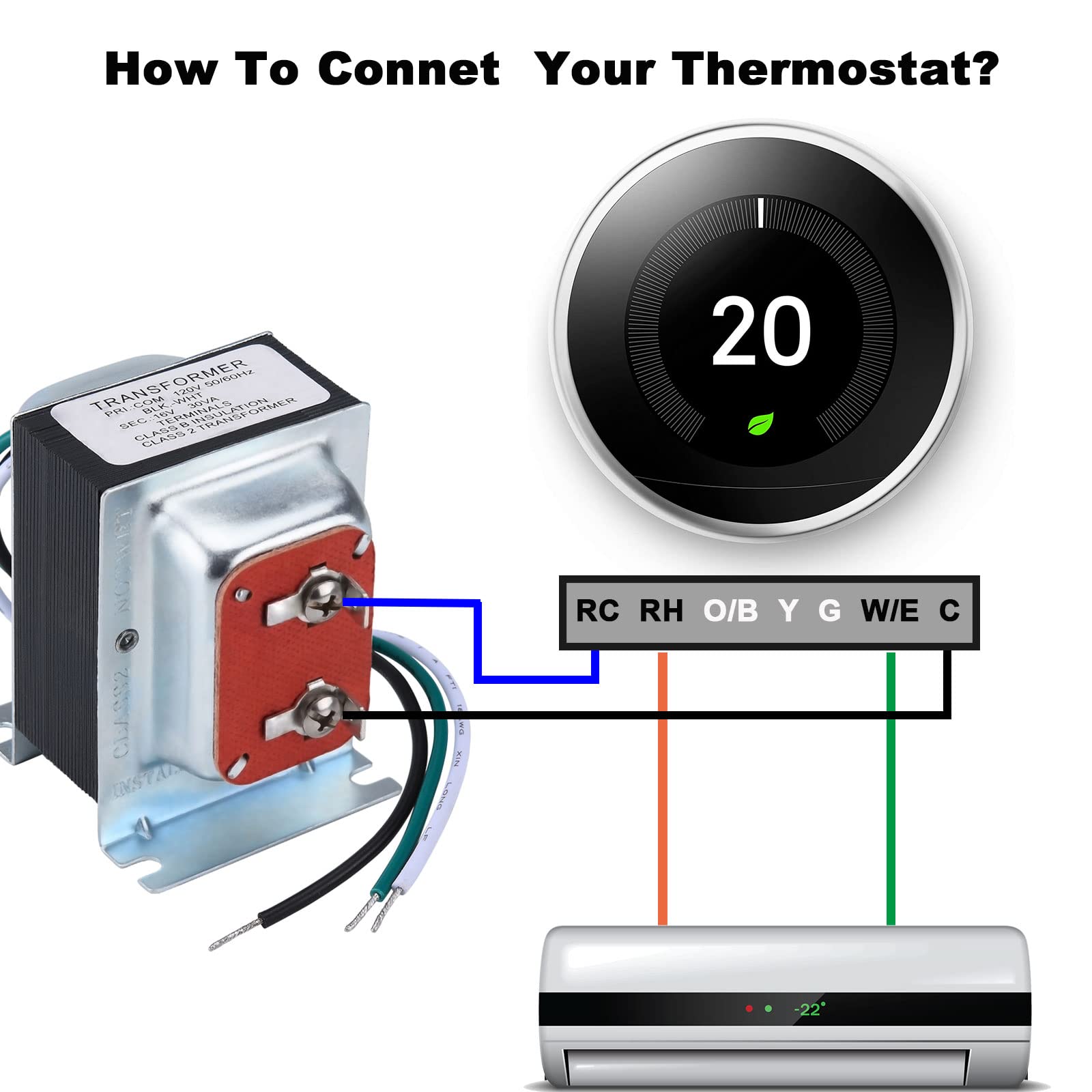 Doorbell Transformer 16V 30Va Ac Power Supply Thermostat Power Adapter Hardwired Door Chime Transformer