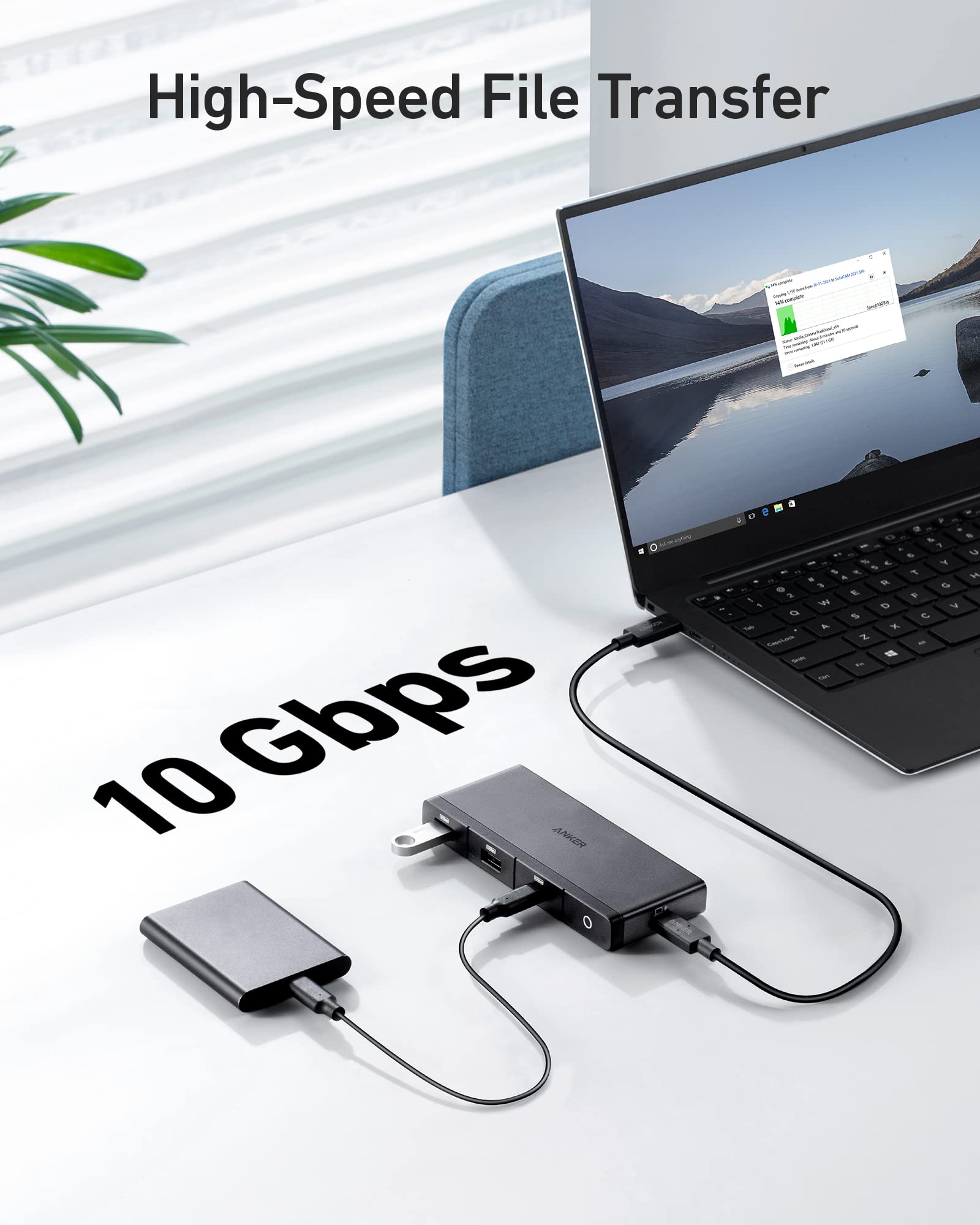 Anker 556 Usb C Hub (Usb4, 8 In 1) With 1.6Ft Usb4 Cable, 10 Gbps Usb C And Usb A Data Ports, 8K Hdmi And Displayport, For Micro