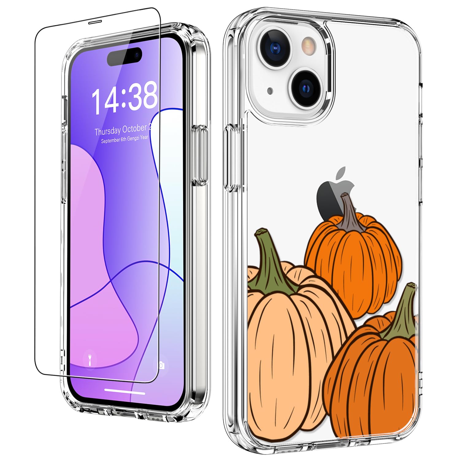 Luhouri For Iphone 15 Case With Screen Protector   Crystal Clear Cover   Fashionable Pattern Design   Wireless Charging   Slim S