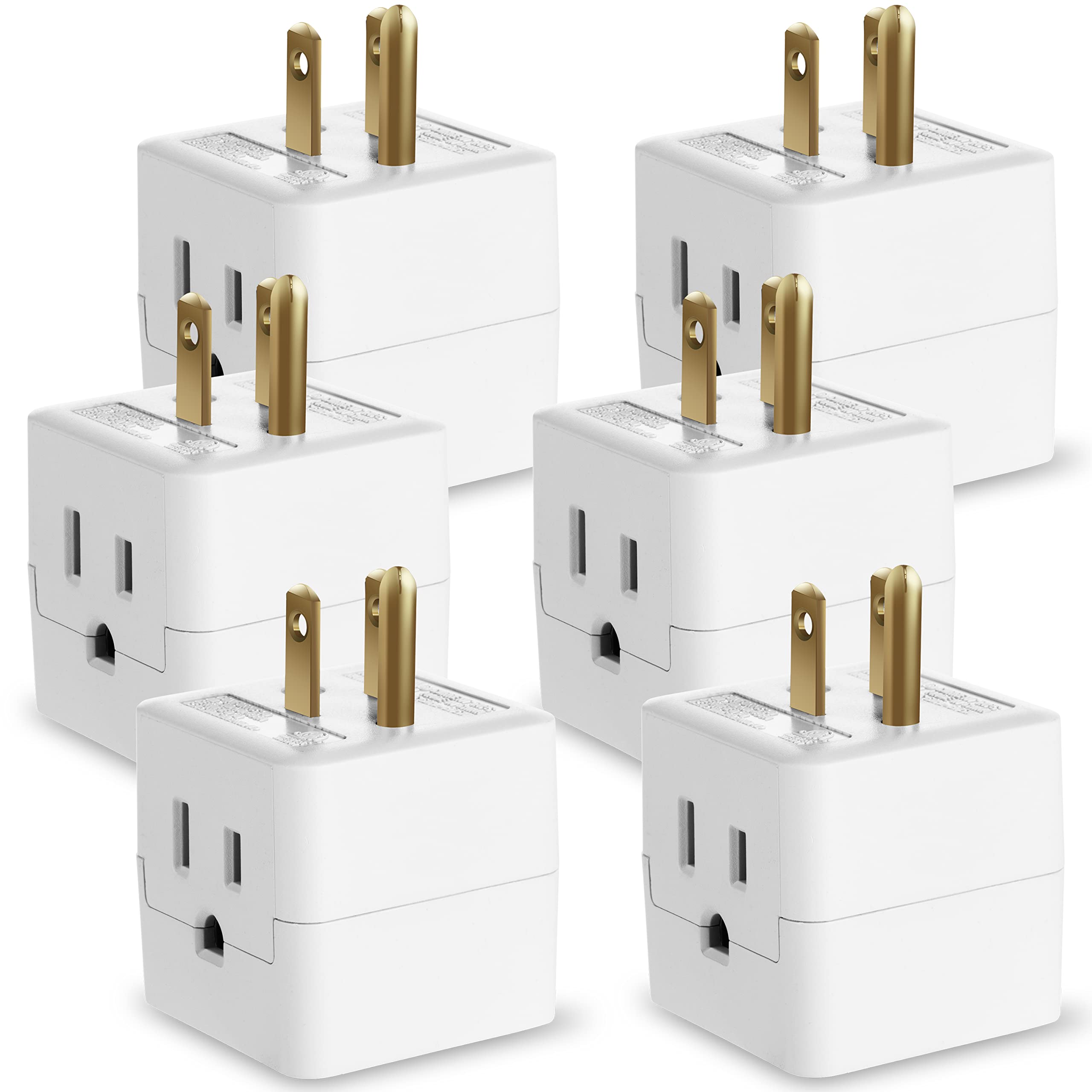 Fosmon 3 Outlet Wall Adapter Cube Tap, 6 Pack, 90 Degree Wall Tap Triple Power Adapter, Outlet Splitter 3 Prong, Multi Plug Outl
