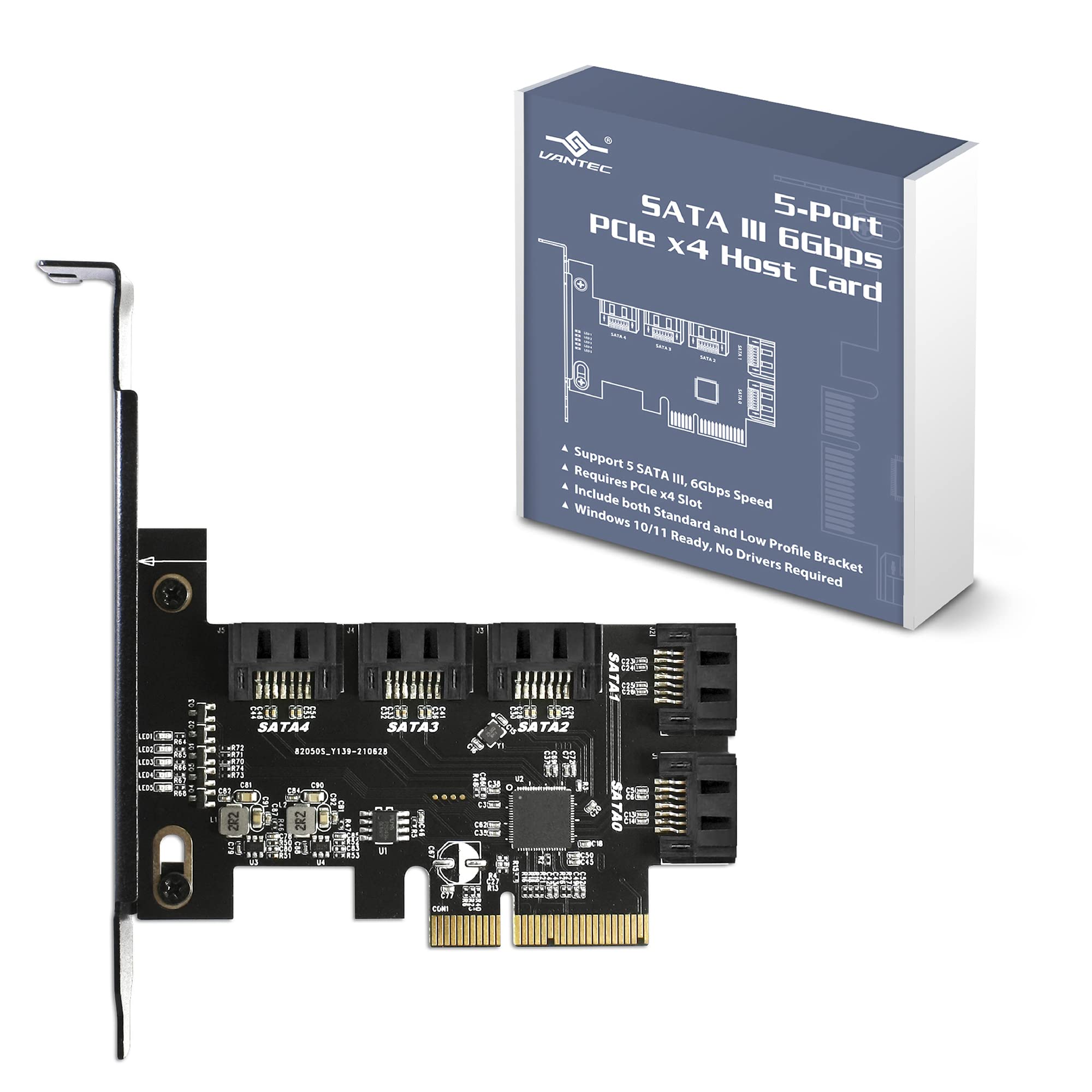 Vantec CC UGTST655 5Port SATA III 6Gbps PCIe X4 Host Card Retail