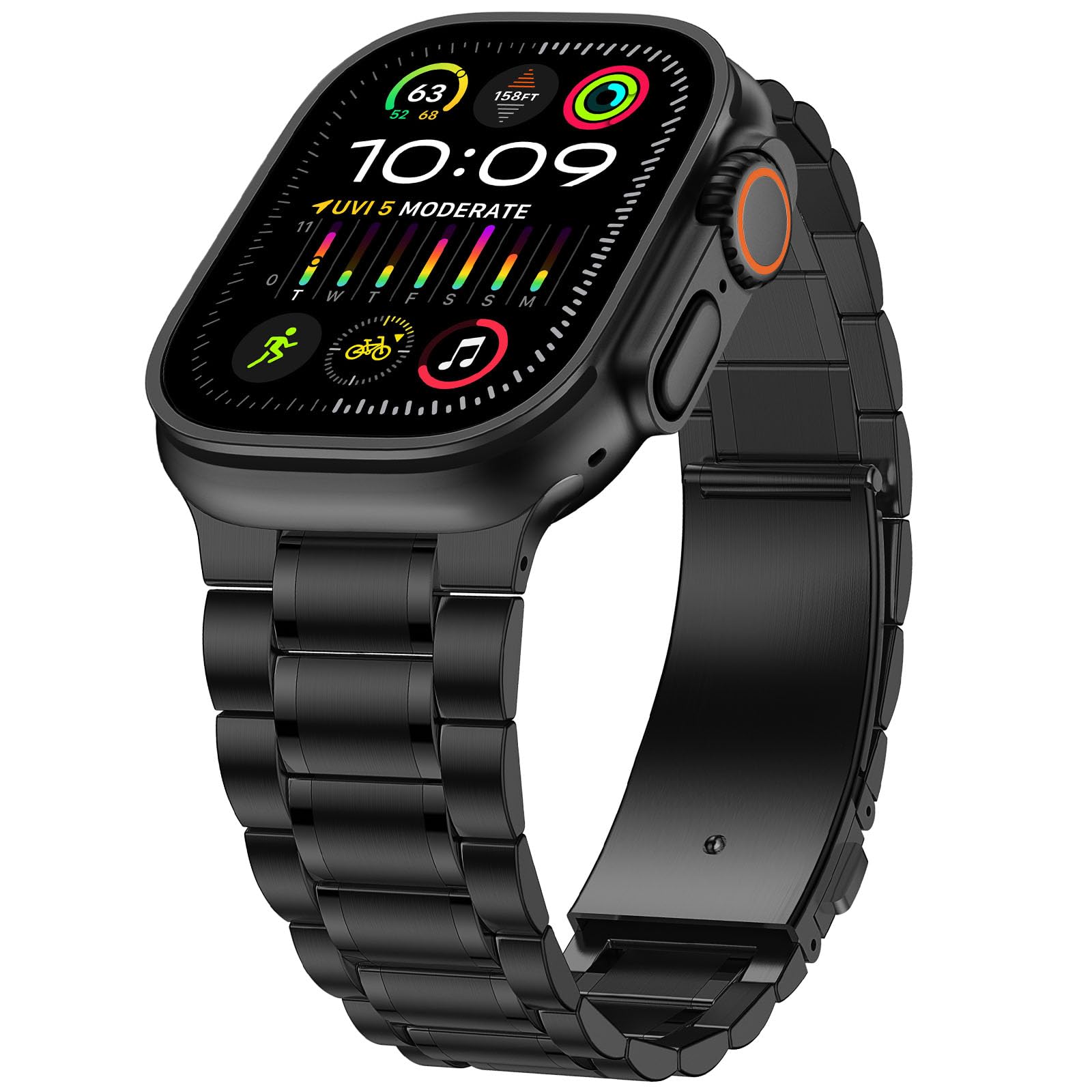 Dolstrap Stainless Steel Bands Compatible with Apple Watch Band 49/46(S11/10)/45/44/42mm, Men/Women Metal Replacement Strap Comp