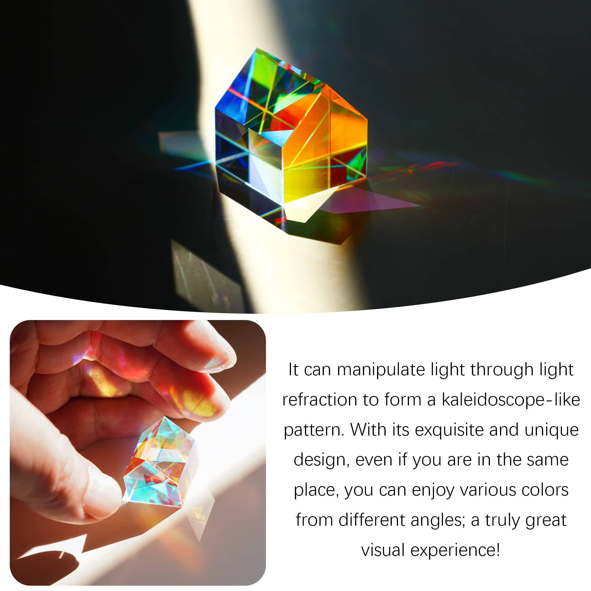 20Mm Generic Optical Rgb Dispersion Glass Prism X Cube Prism Creative Cabin Shape Square Color Prism Optical Glass Lens For Phys
