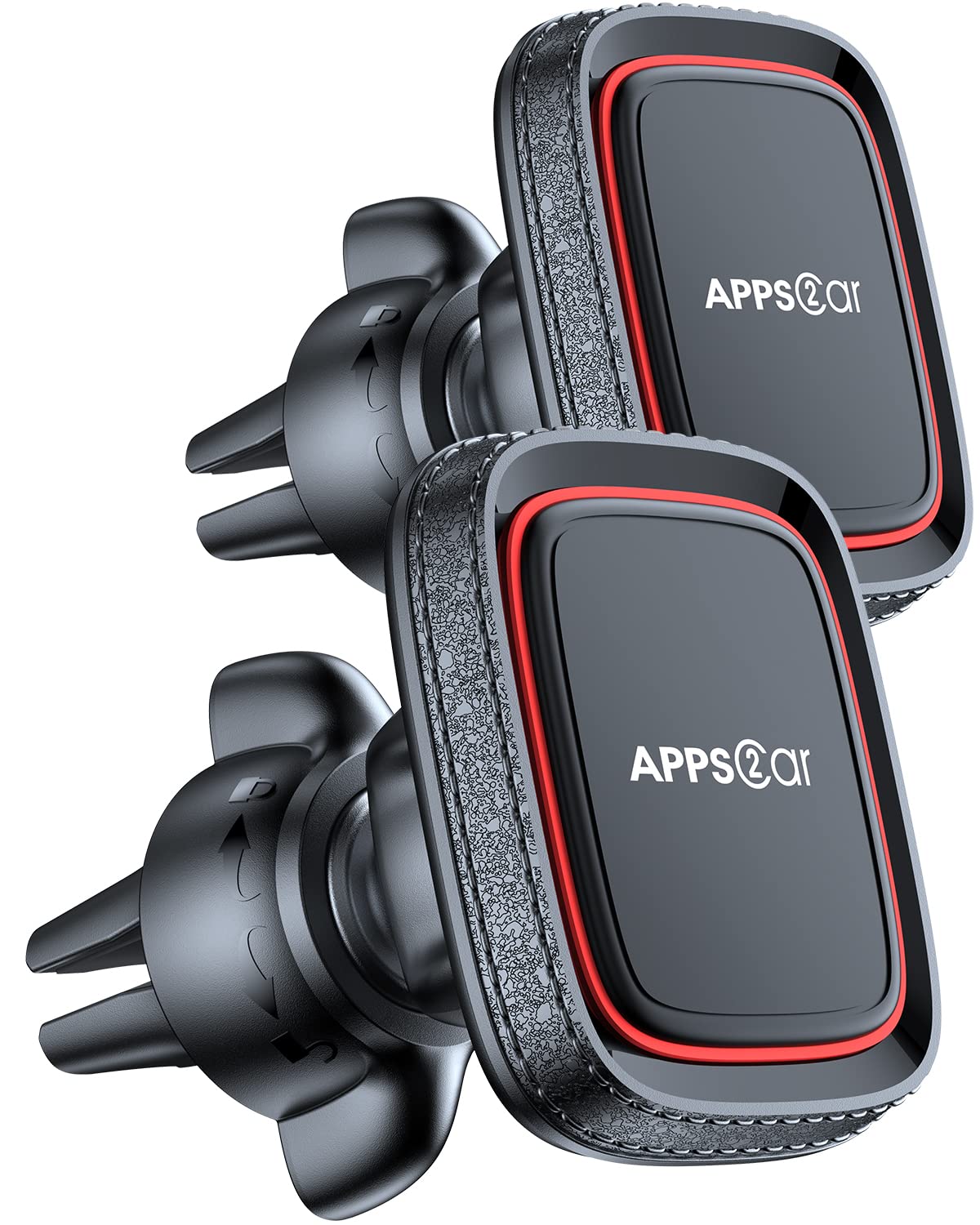 Apps2Car 2 Pack Magnetic Phone Car Mount, Car Phone Holder Mount Magnetic, Built In 6 Strong Magnets, Air Vent Cell Phone Holder For Car With Adjustable Secure Tightening System
