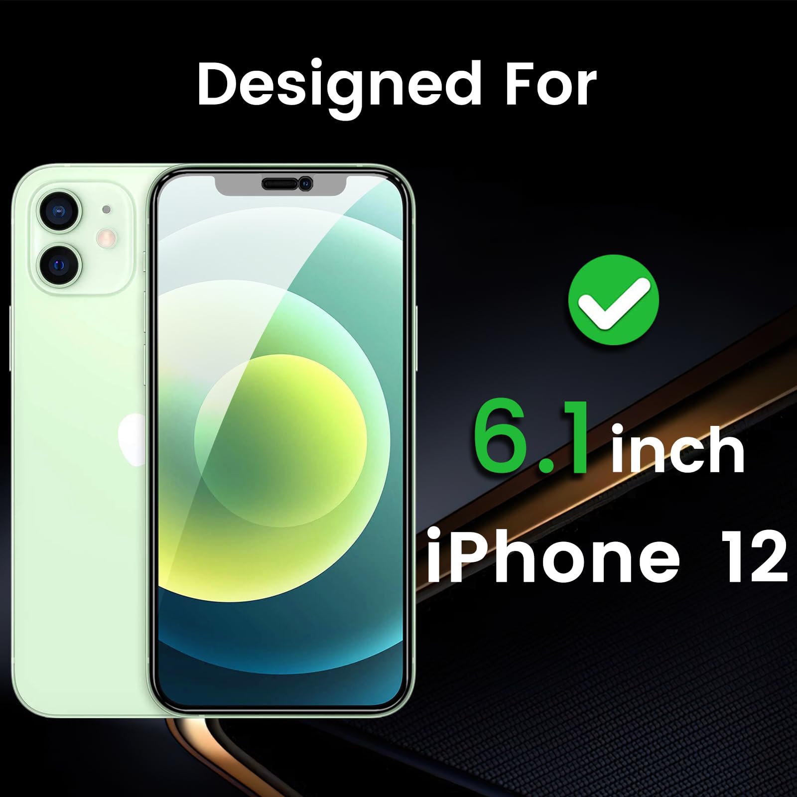 Nbiefuny 3 Pack Privacy Screen Protector For Iphone 12 6.1 Inch With 3 Pack Camera Lens Protector, Anti Spy Tempered Glass Film,