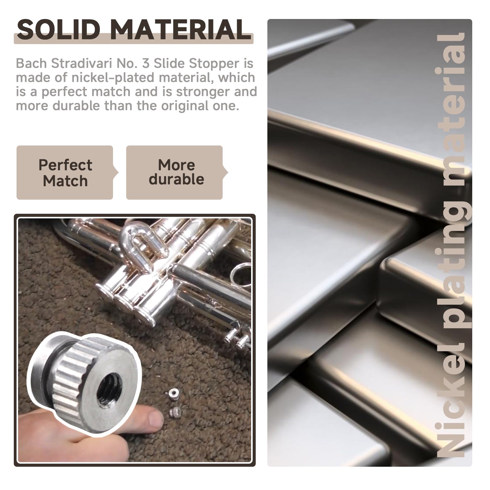 (Pack Of 2) Bach Stradivari Trumpet 1St And 3Rd Tuning Slide Trigger Lever Trigger Stop Lever Screw Nut Parts Replacement Achiev