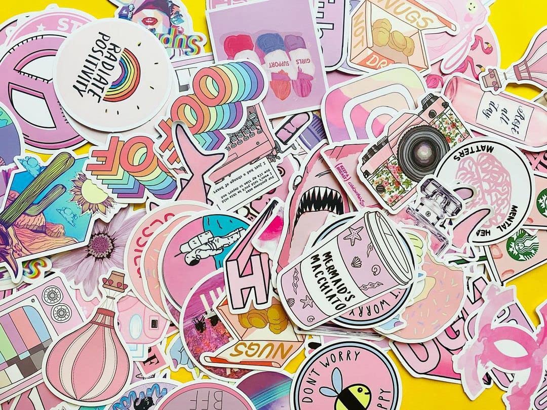 Girl'S Pink Aesthetic Stickers Waterproof Cute Stickers 50 Pcs Water Bottle Laptop Phone Stickers For Teens Kids